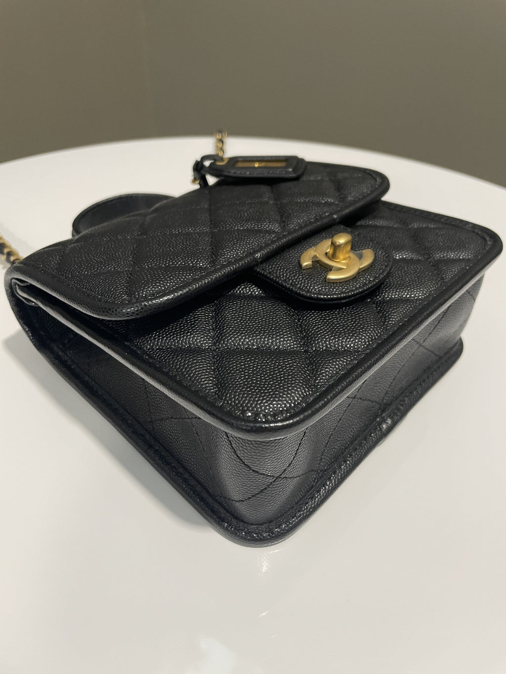 Chanel 22K Flap with Top Handle Black Caviar
