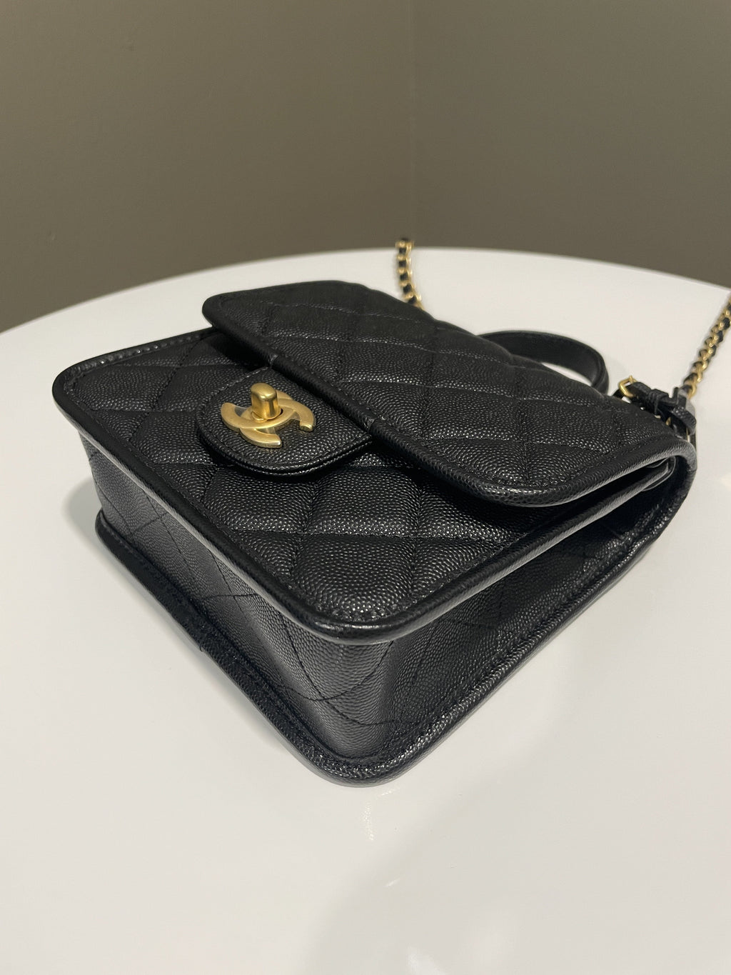 Chanel 22K Flap with Top Handle Black Caviar