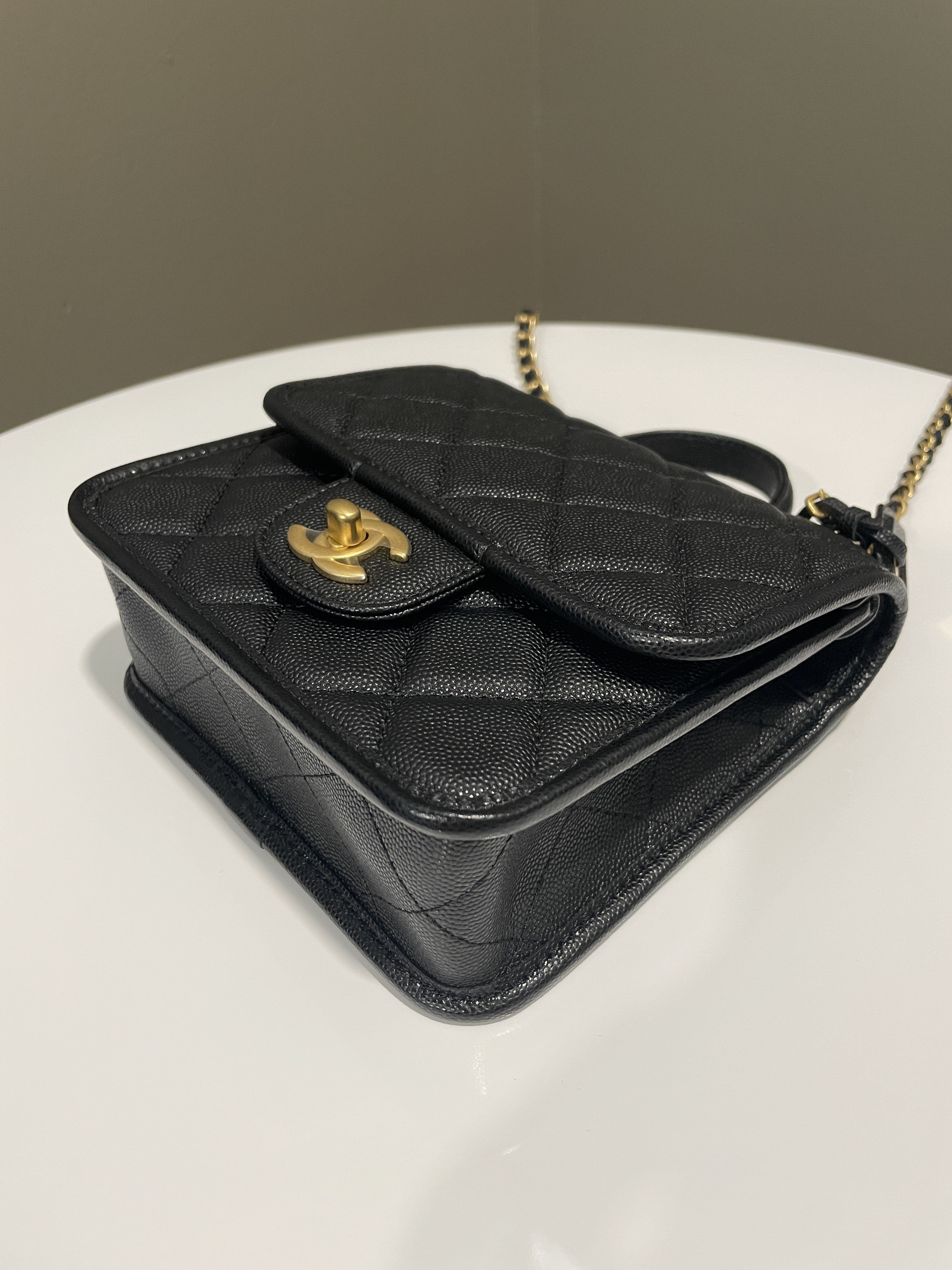 Chanel 22K Flap with Top Handle Black Caviar
