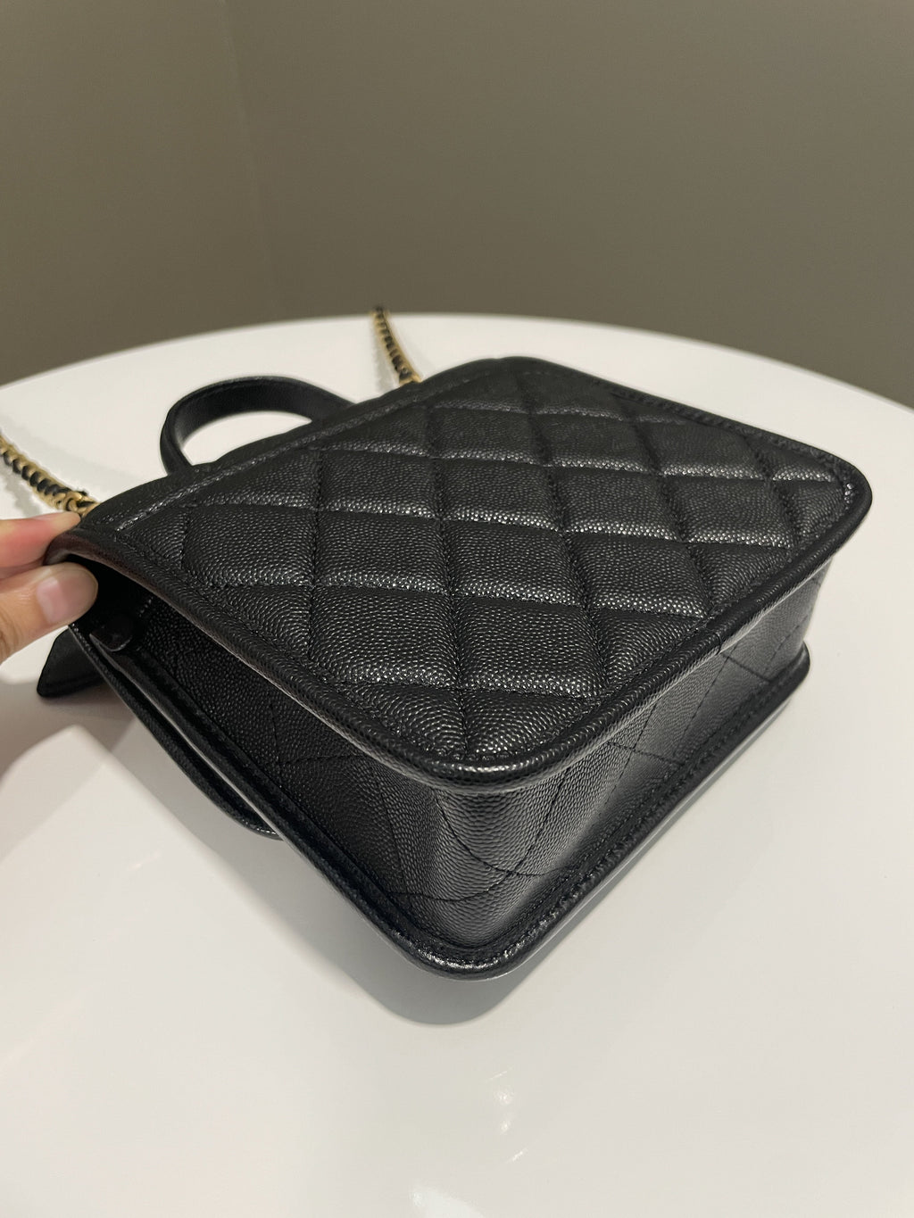 Chanel 22K Flap with Top Handle Black Caviar