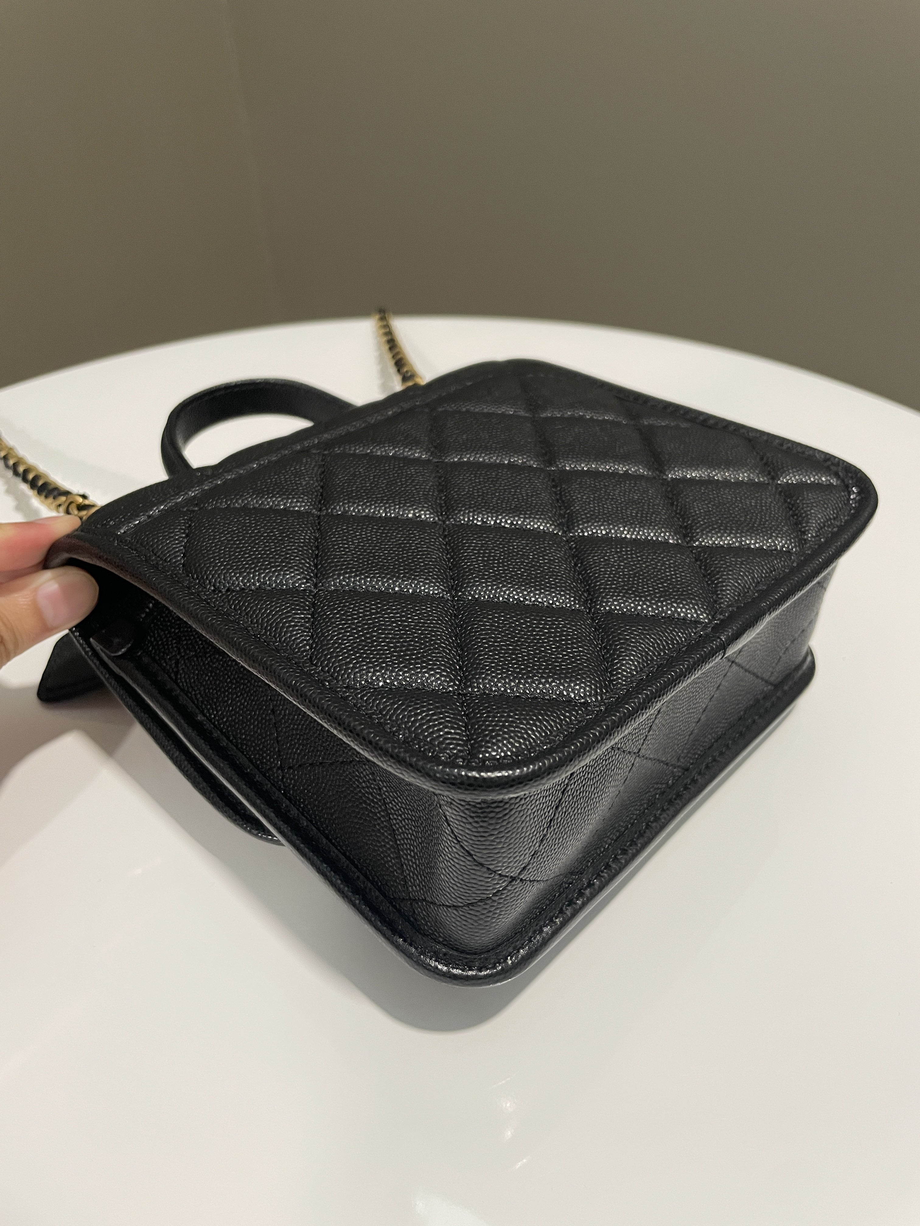 Chanel 22K Flap with Top Handle Black Caviar
