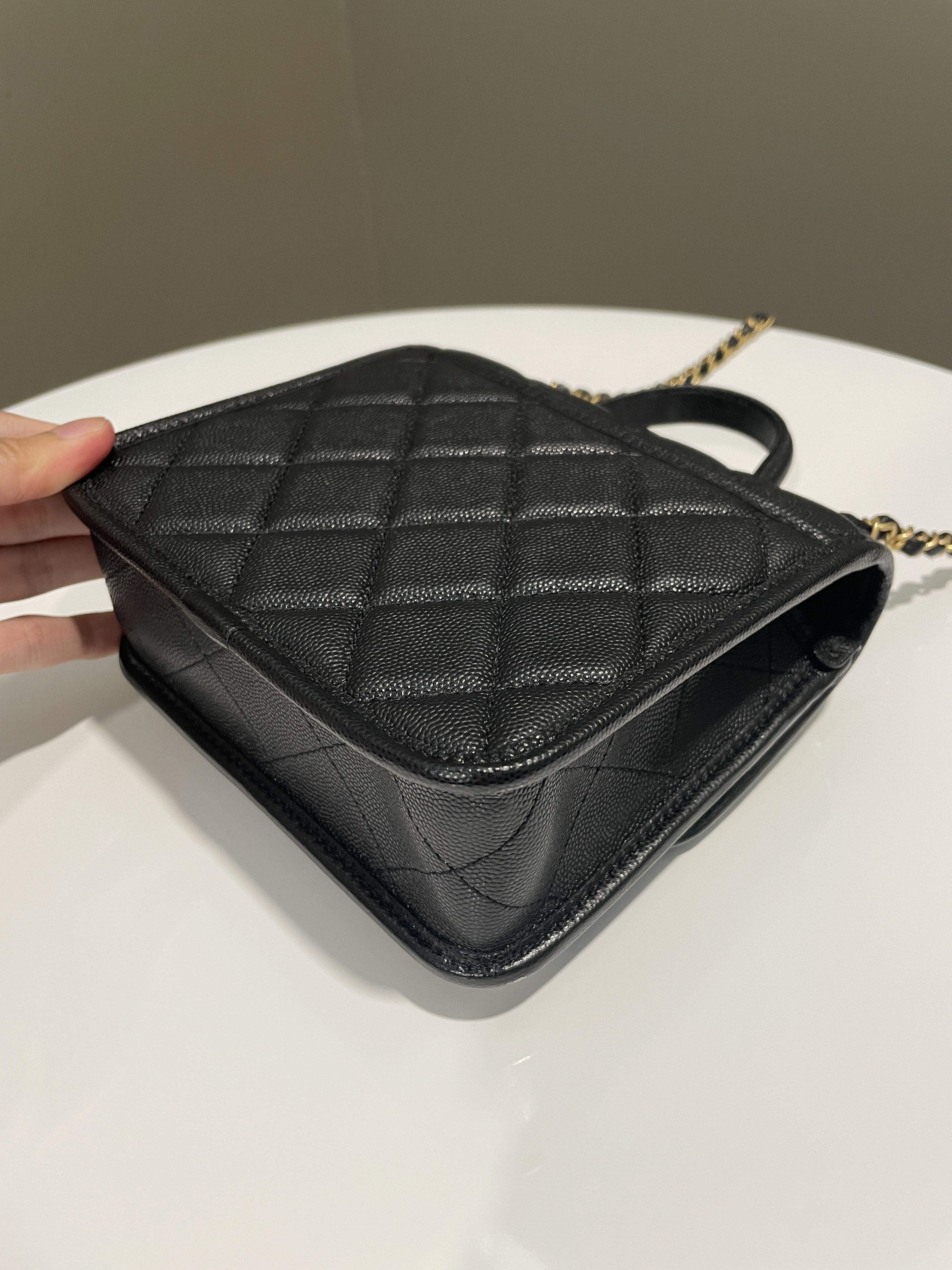 Chanel 22K Flap with Top Handle Black Caviar