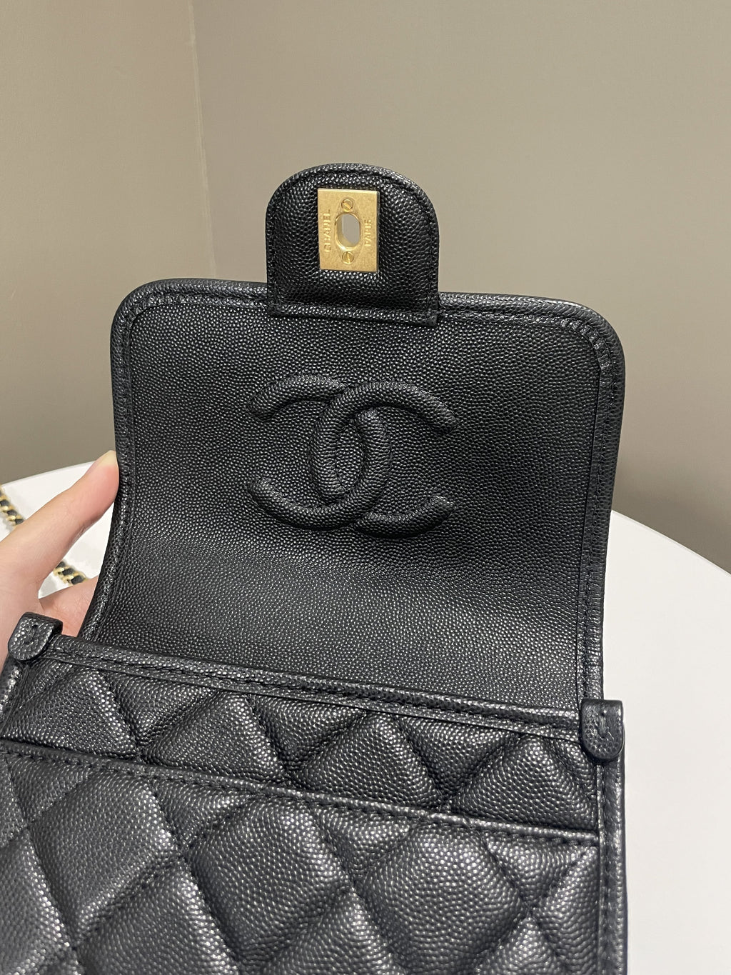 Chanel 22K Flap with Top Handle Black Caviar