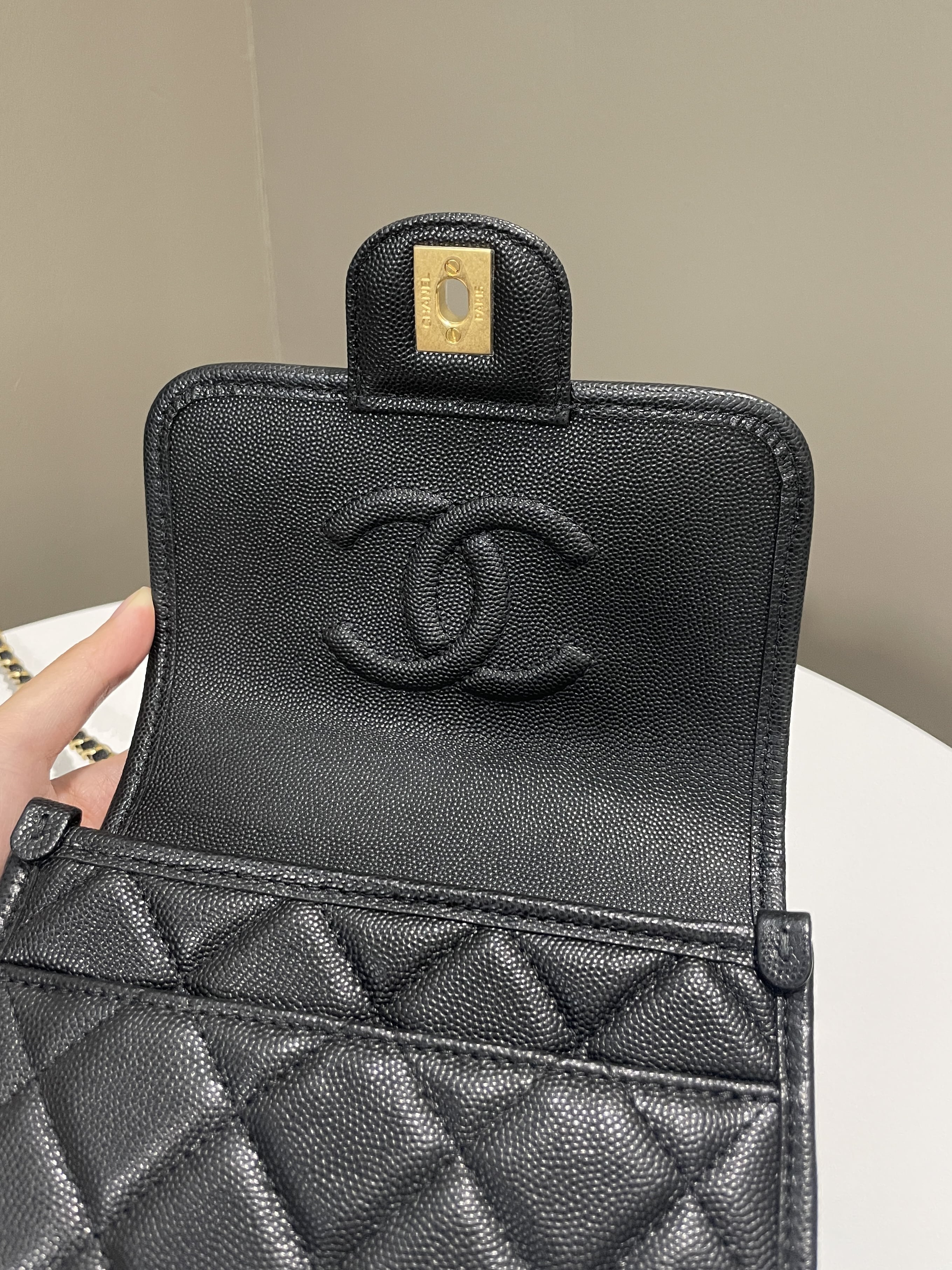 Chanel 22K Flap with Top Handle Black Caviar