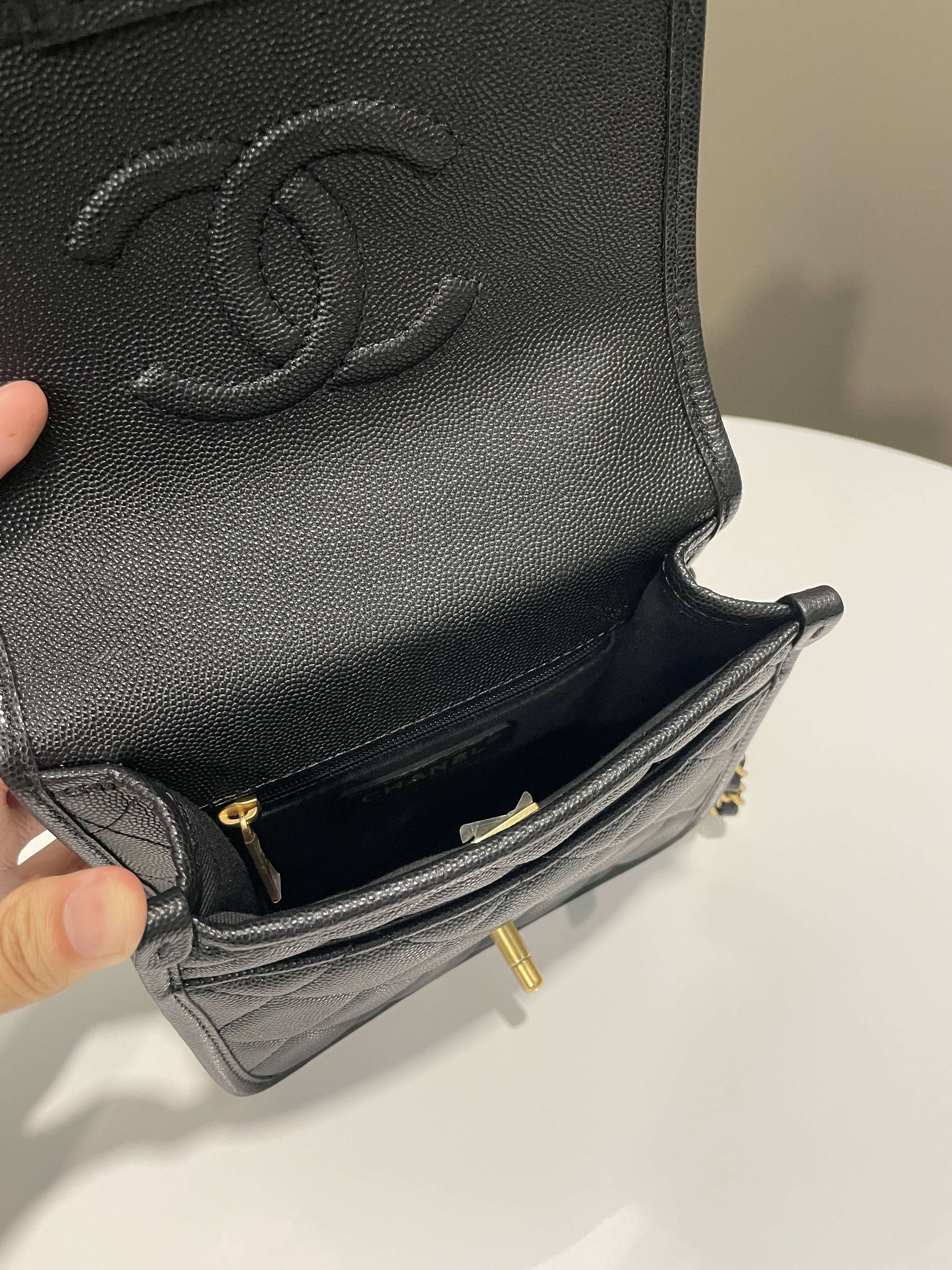 Chanel 22K Flap with Top Handle Black Caviar