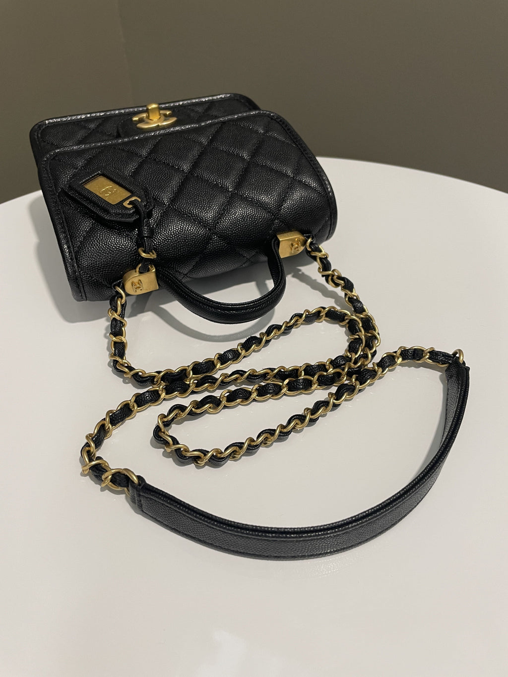 Chanel 22K Flap with Top Handle Black Caviar
