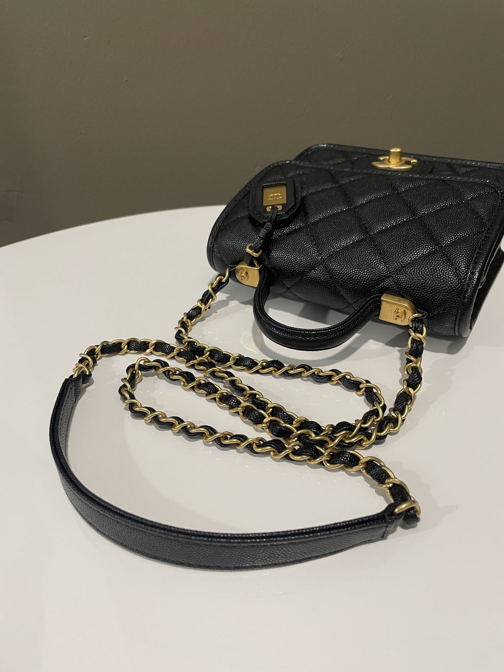 Chanel 22K Flap with Top Handle Black Caviar