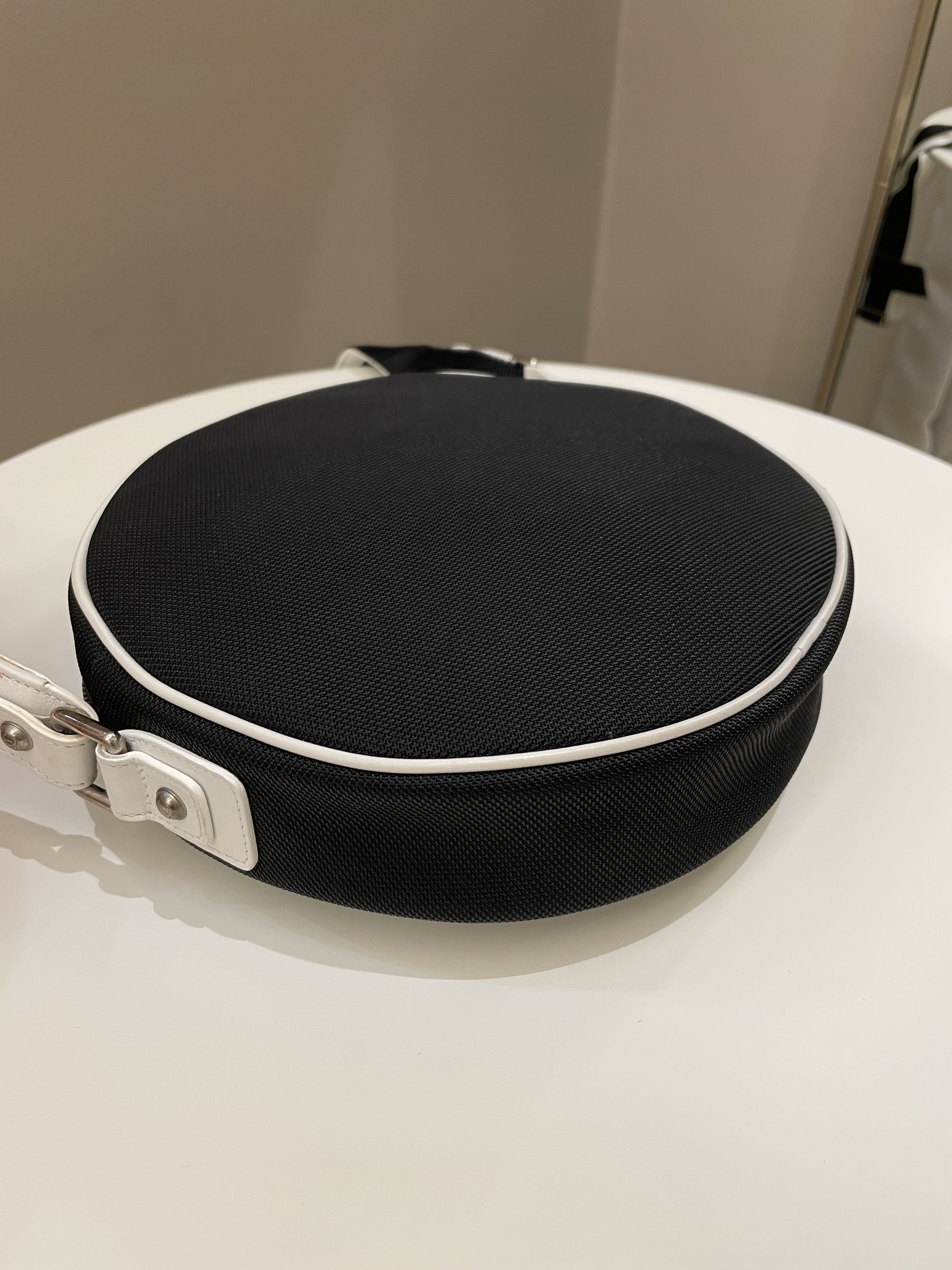 Chanel Airlines Round Crossbody Bag Black, Blue, Red, White Canvas and Rubber