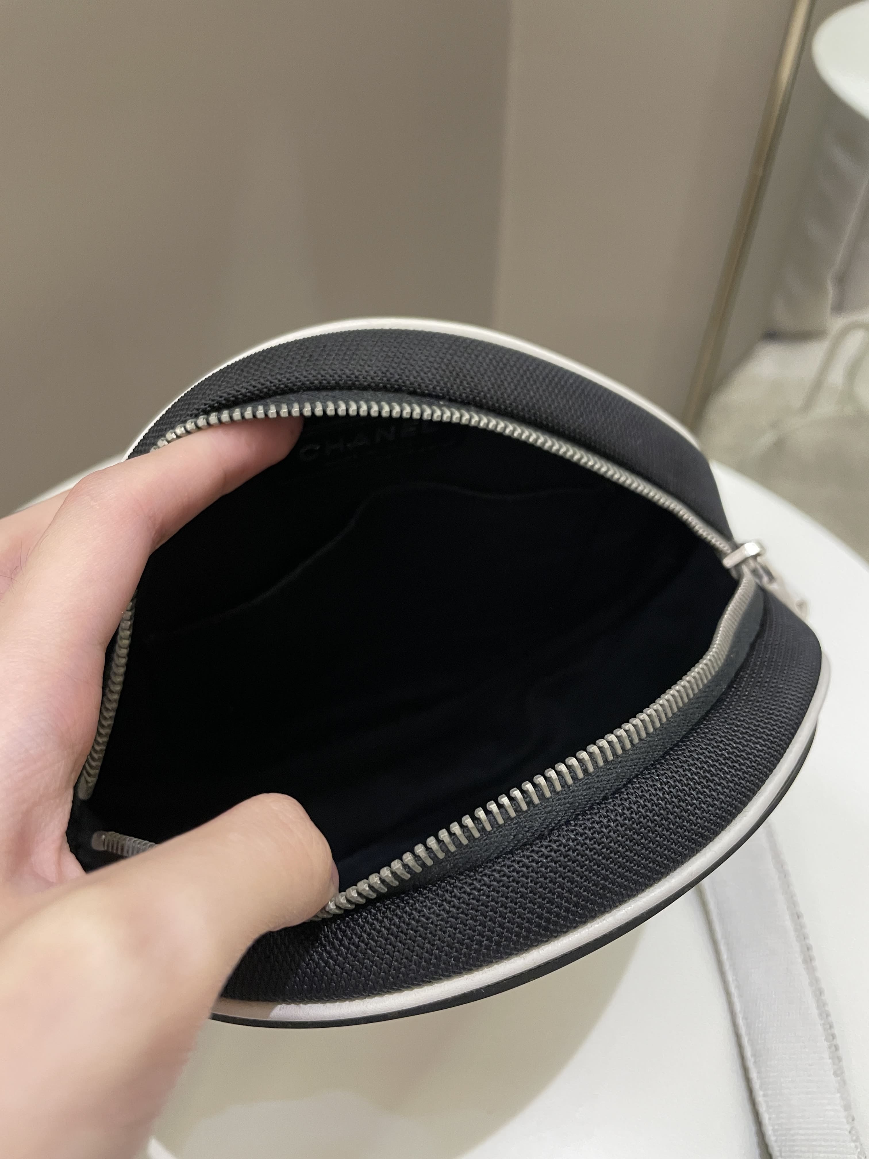 Chanel Airlines Round Crossbody Bag Black, Blue, Red, White Canvas and Rubber
