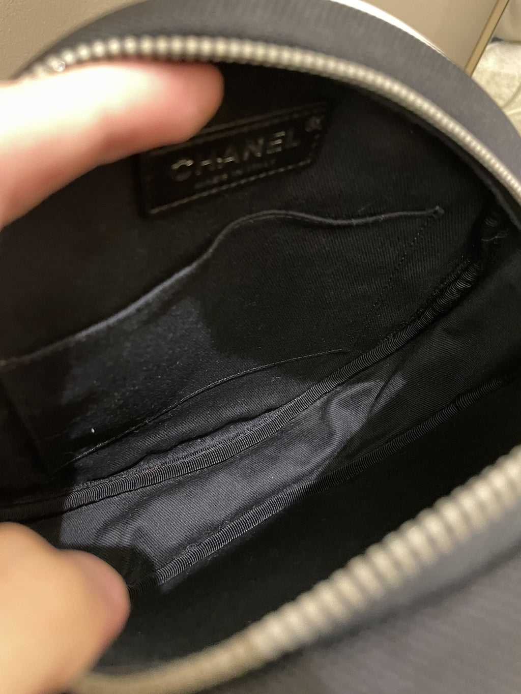 Chanel Airlines Round Crossbody Bag Black, Blue, Red, White Canvas and Rubber