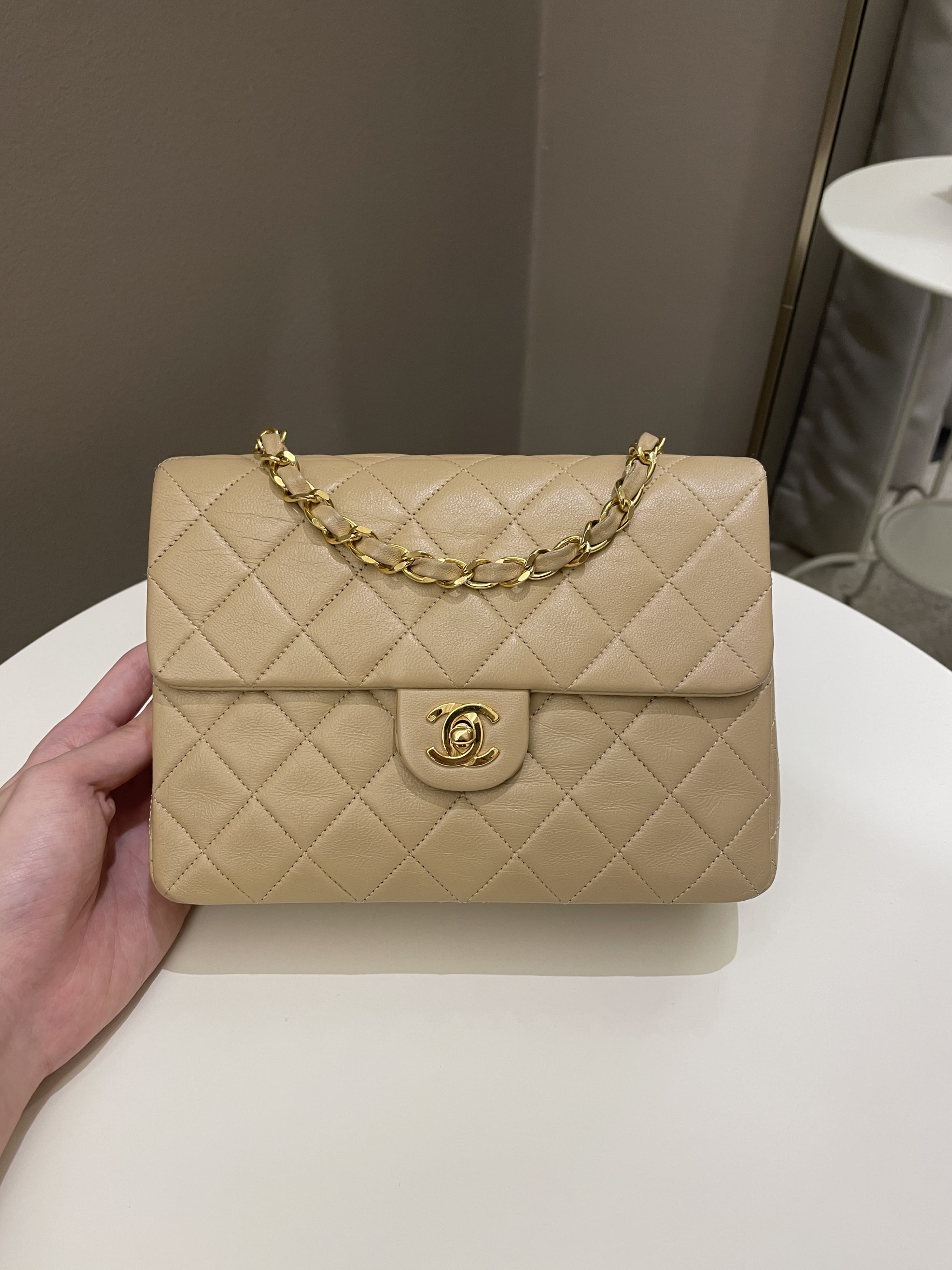 Chanel Vintage Quilted Flap Beige Lambskin