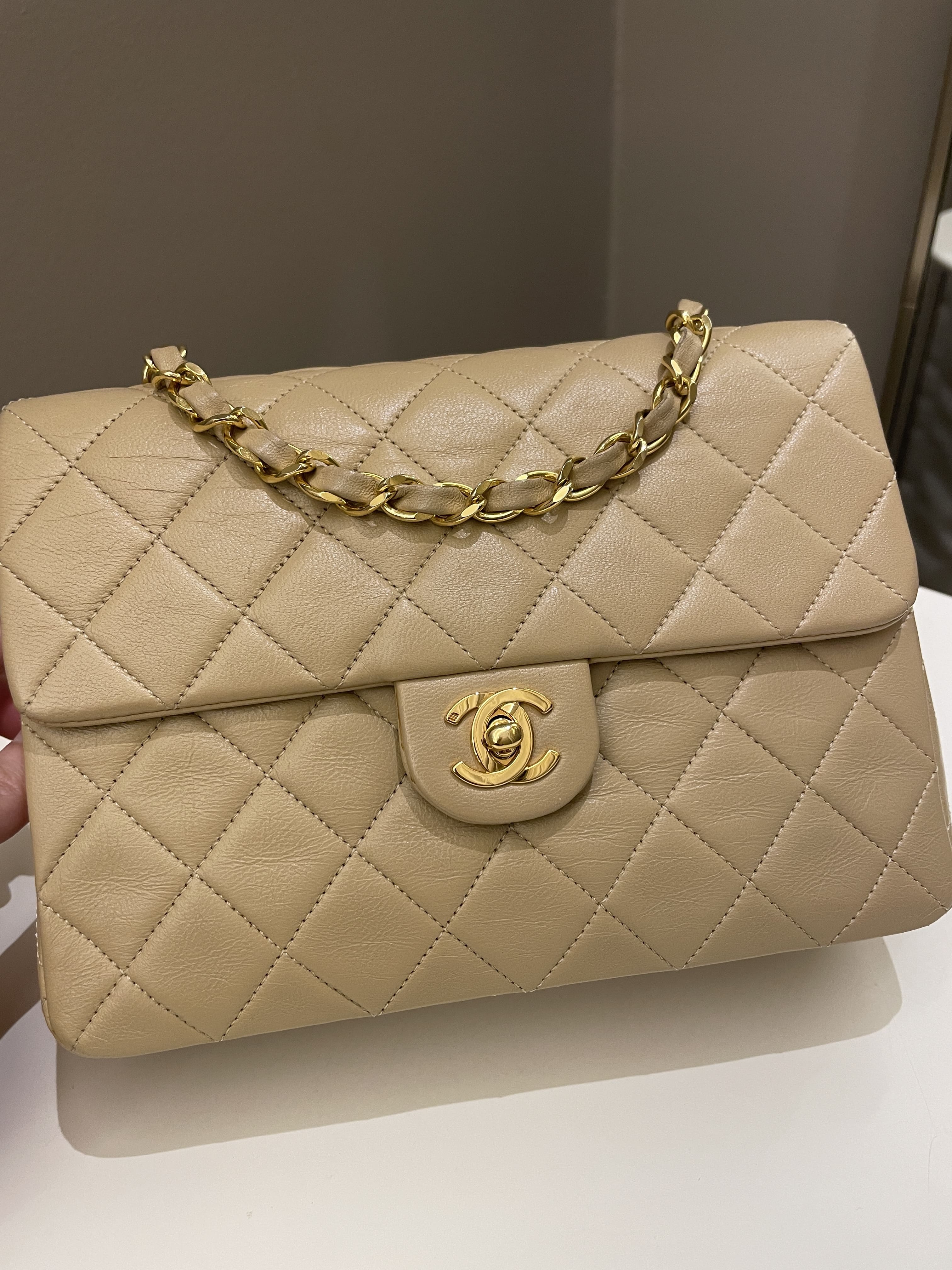 Chanel Vintage Quilted Flap Beige Lambskin