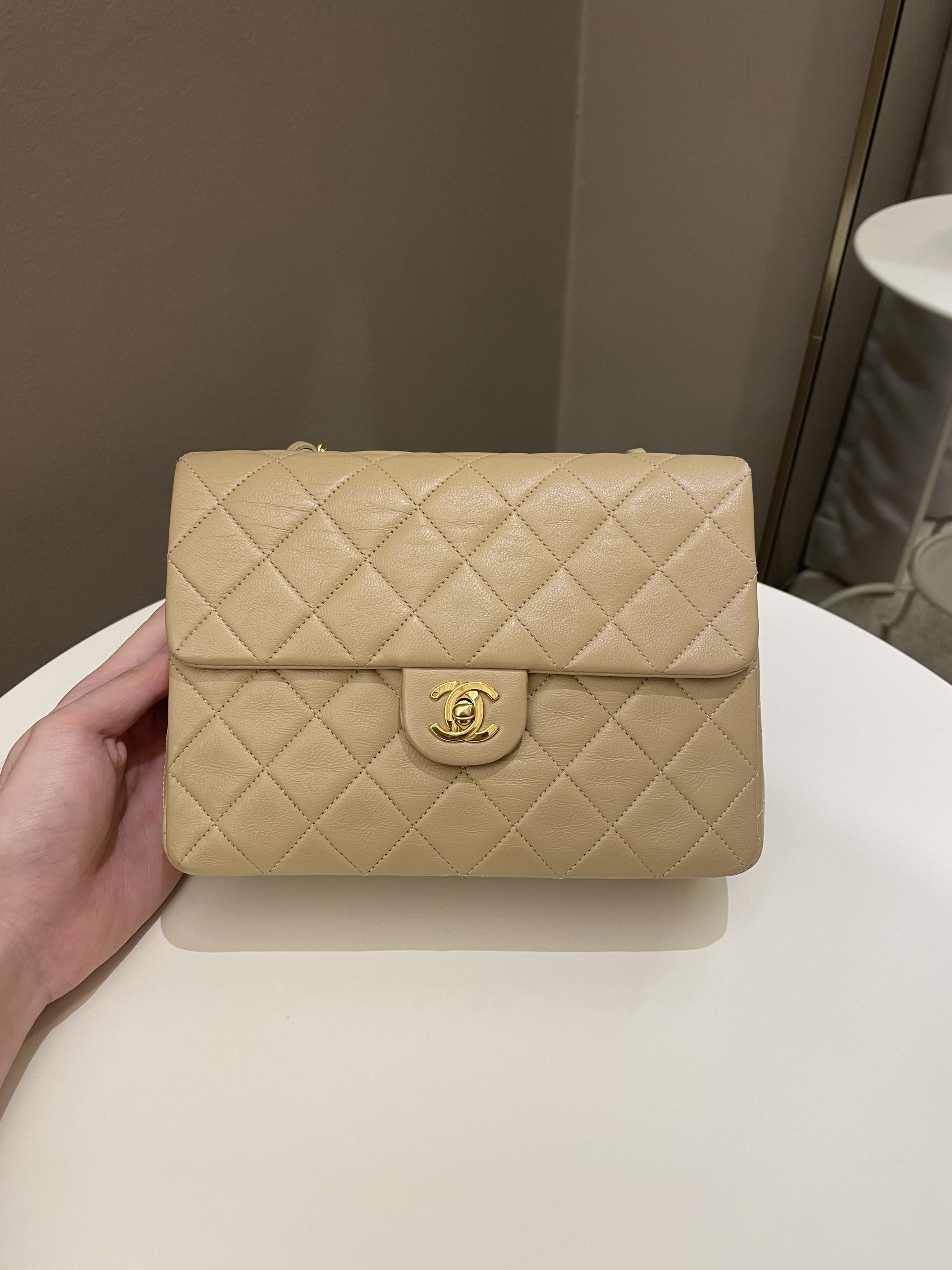 Chanel Vintage Quilted Flap Beige Lambskin