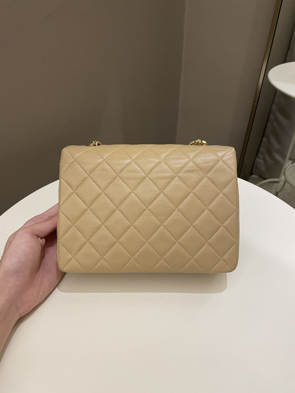 Chanel Vintage Quilted Flap Beige Lambskin