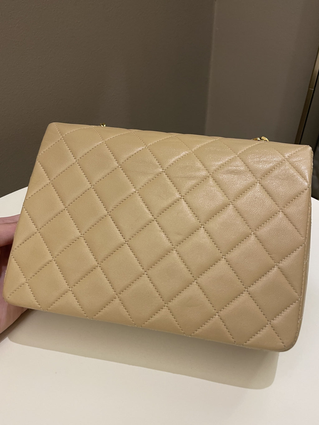 Chanel Vintage Quilted Flap Beige Lambskin