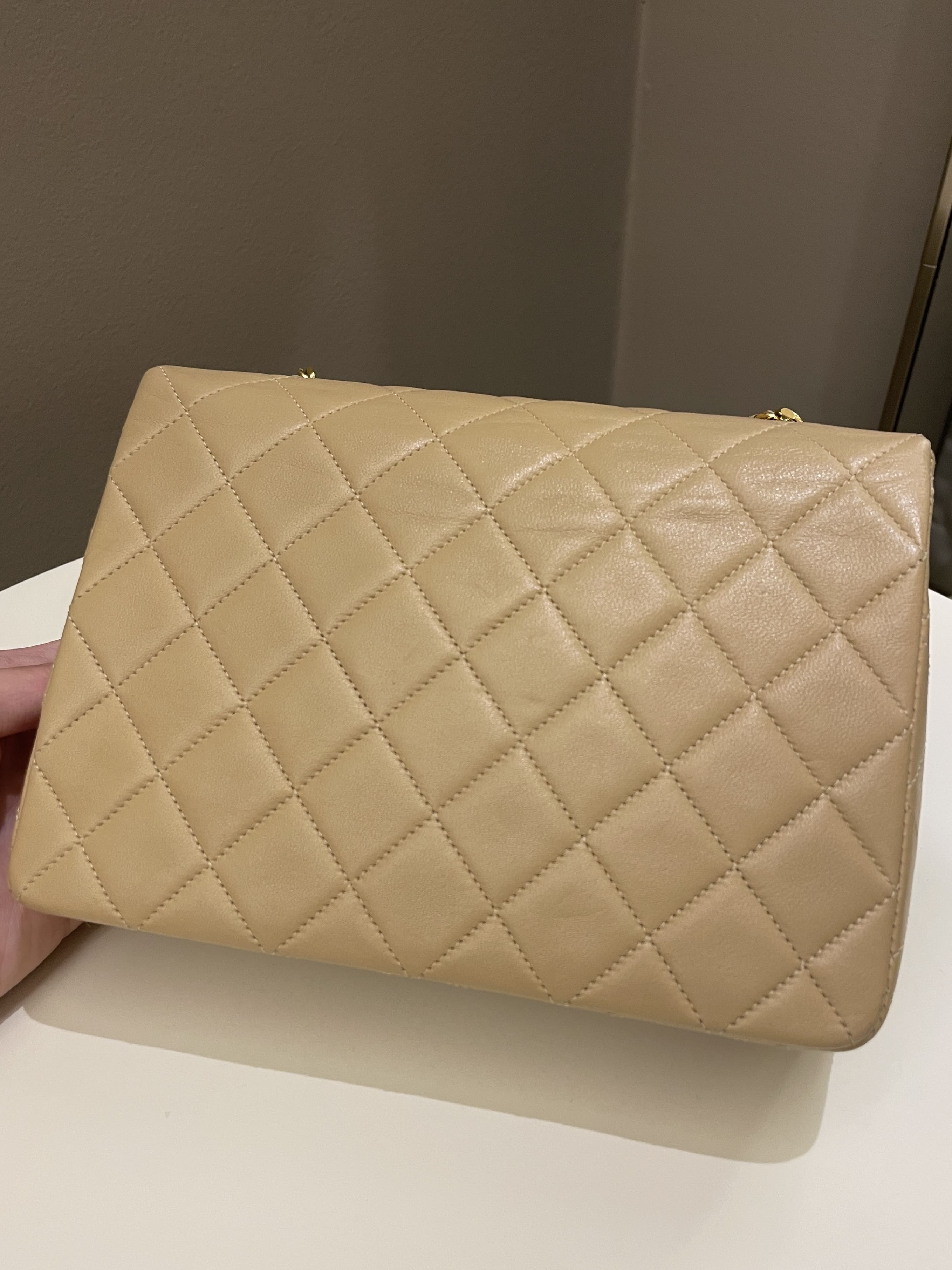 Chanel Vintage Quilted Flap Beige Lambskin