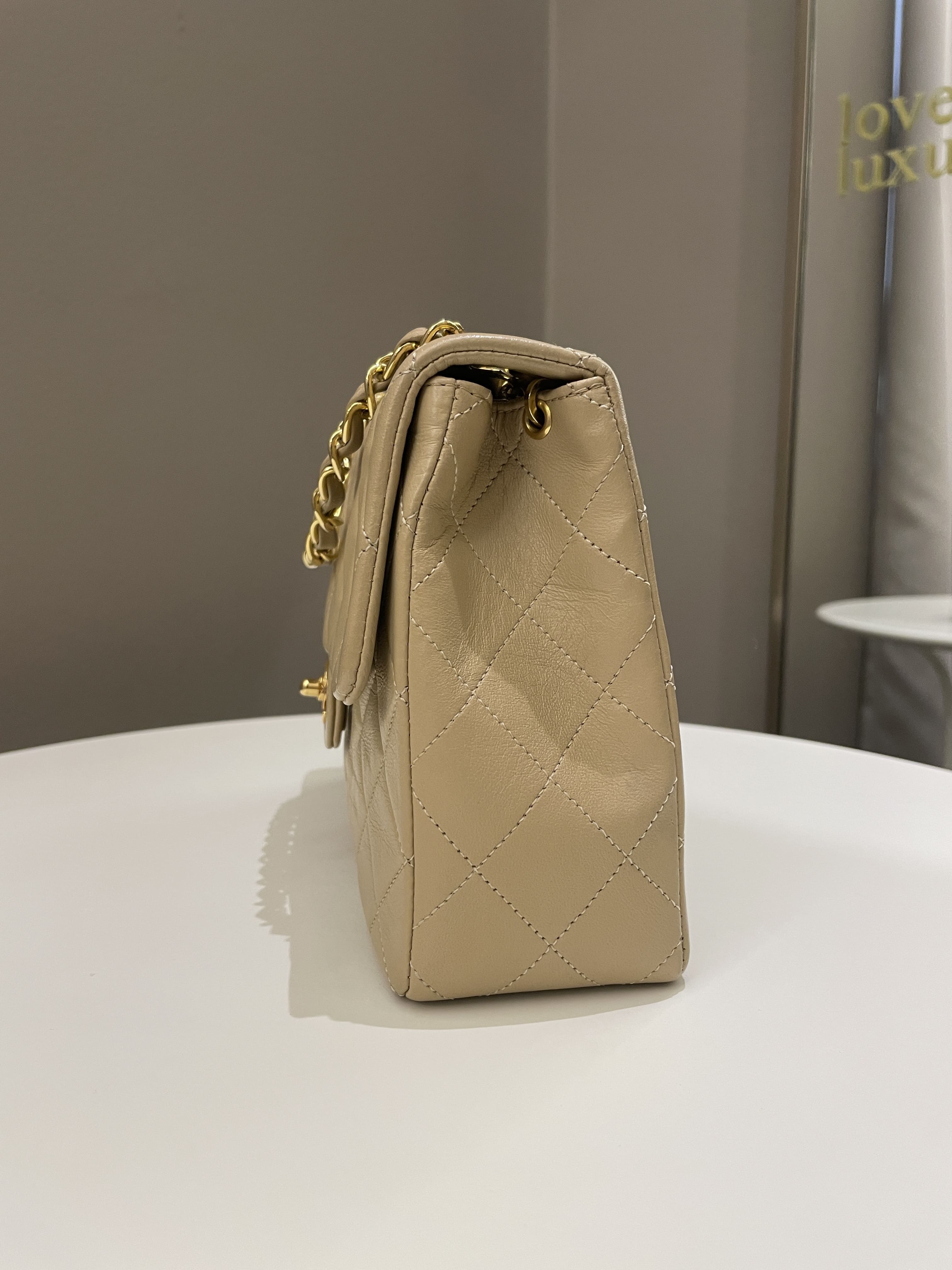 Chanel Vintage Quilted Flap Beige Lambskin