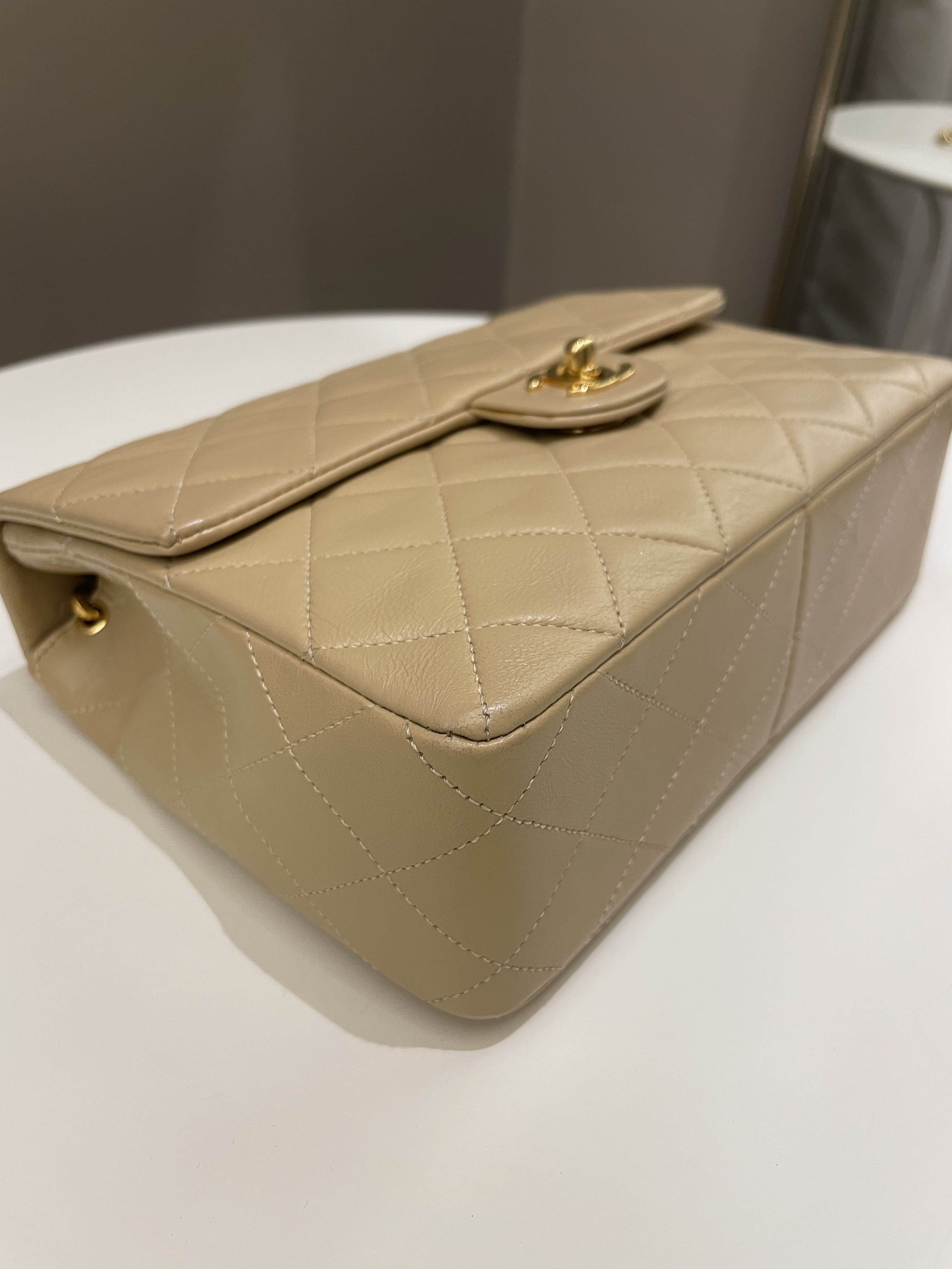 Chanel Vintage Quilted Flap Beige Lambskin