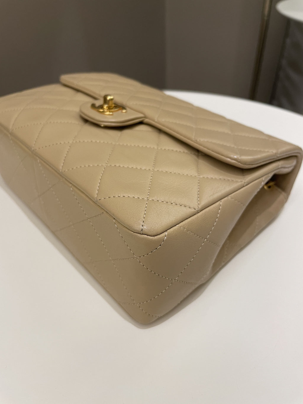 Chanel Vintage Quilted Flap Beige Lambskin
