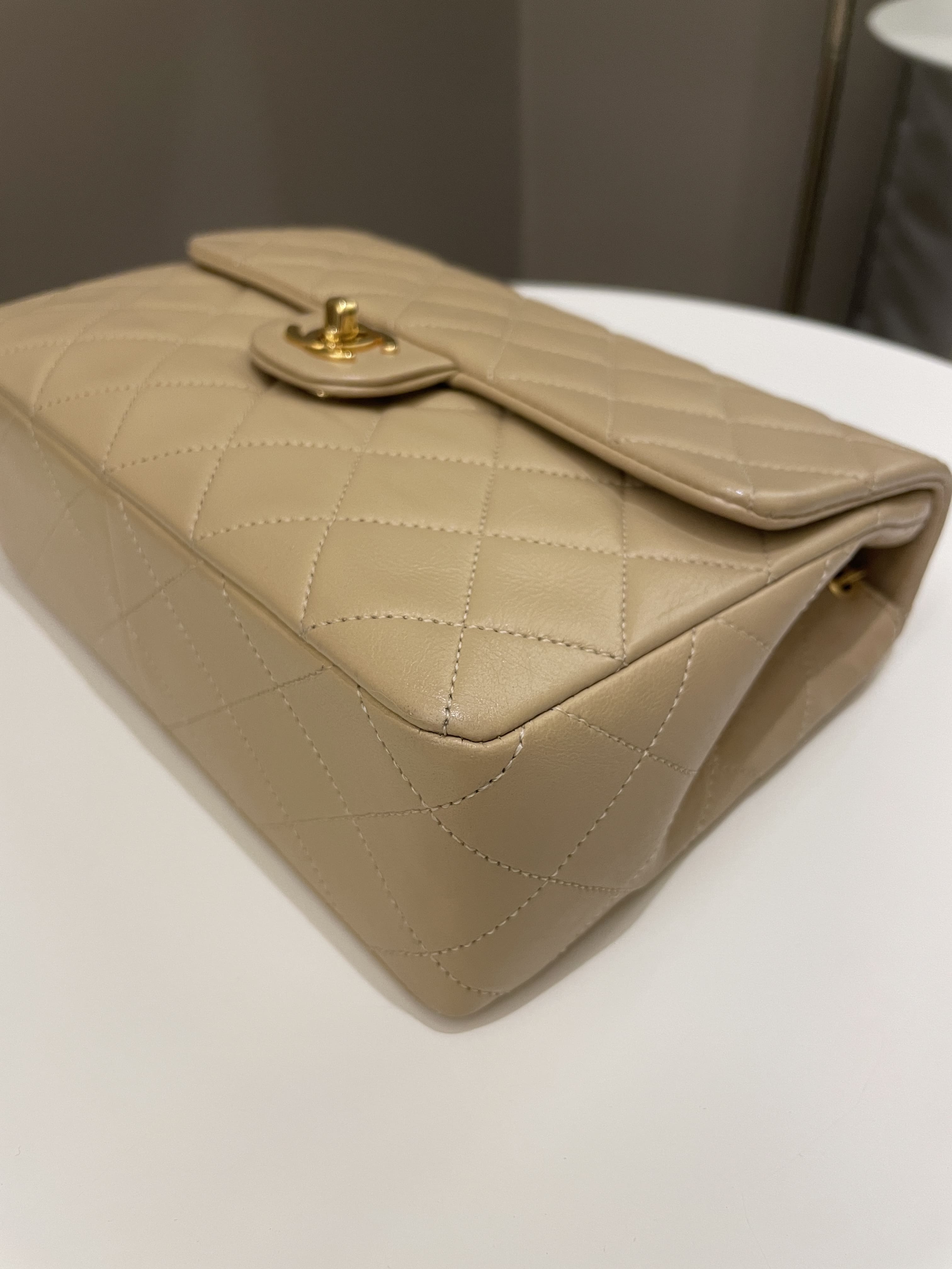 Chanel Vintage Quilted Flap Beige Lambskin