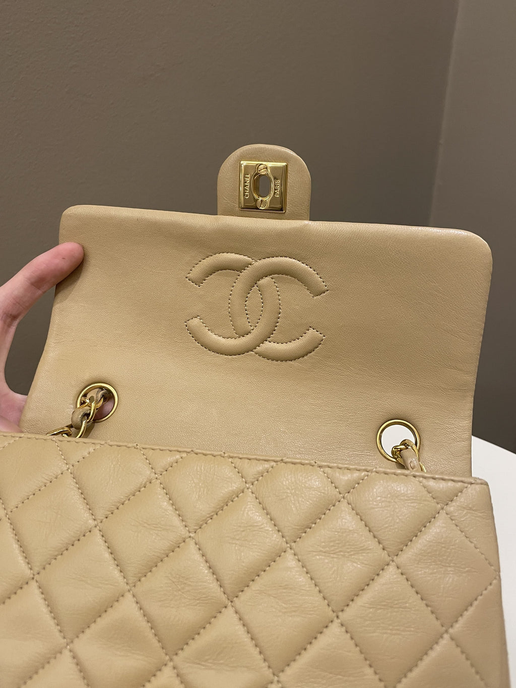 Chanel Vintage Quilted Flap Beige Lambskin
