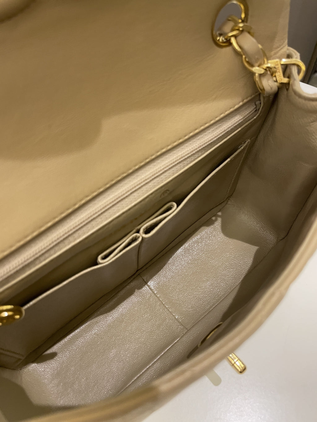Chanel Vintage Quilted Flap Beige Lambskin