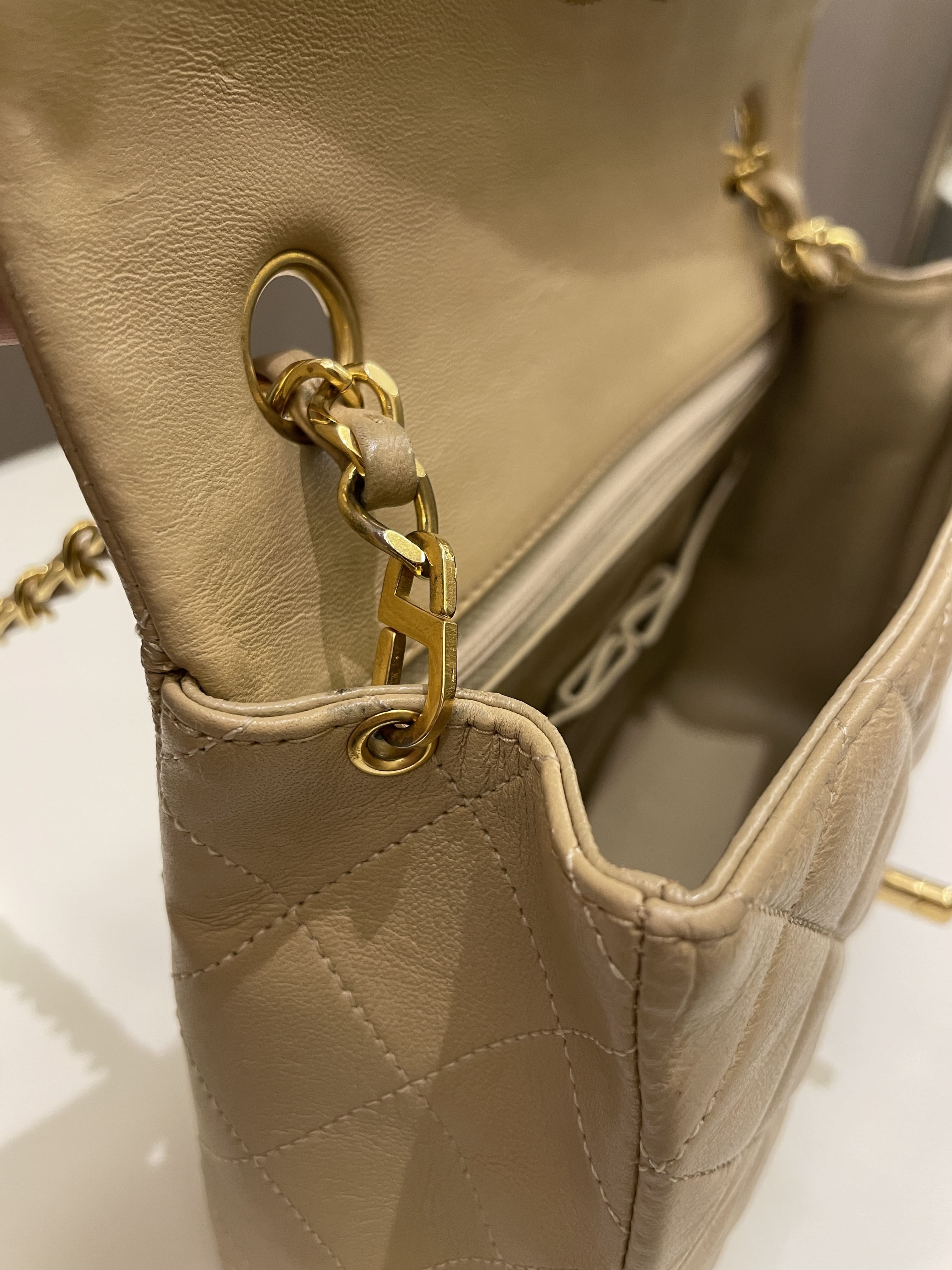 Chanel Vintage Quilted Flap Beige Lambskin
