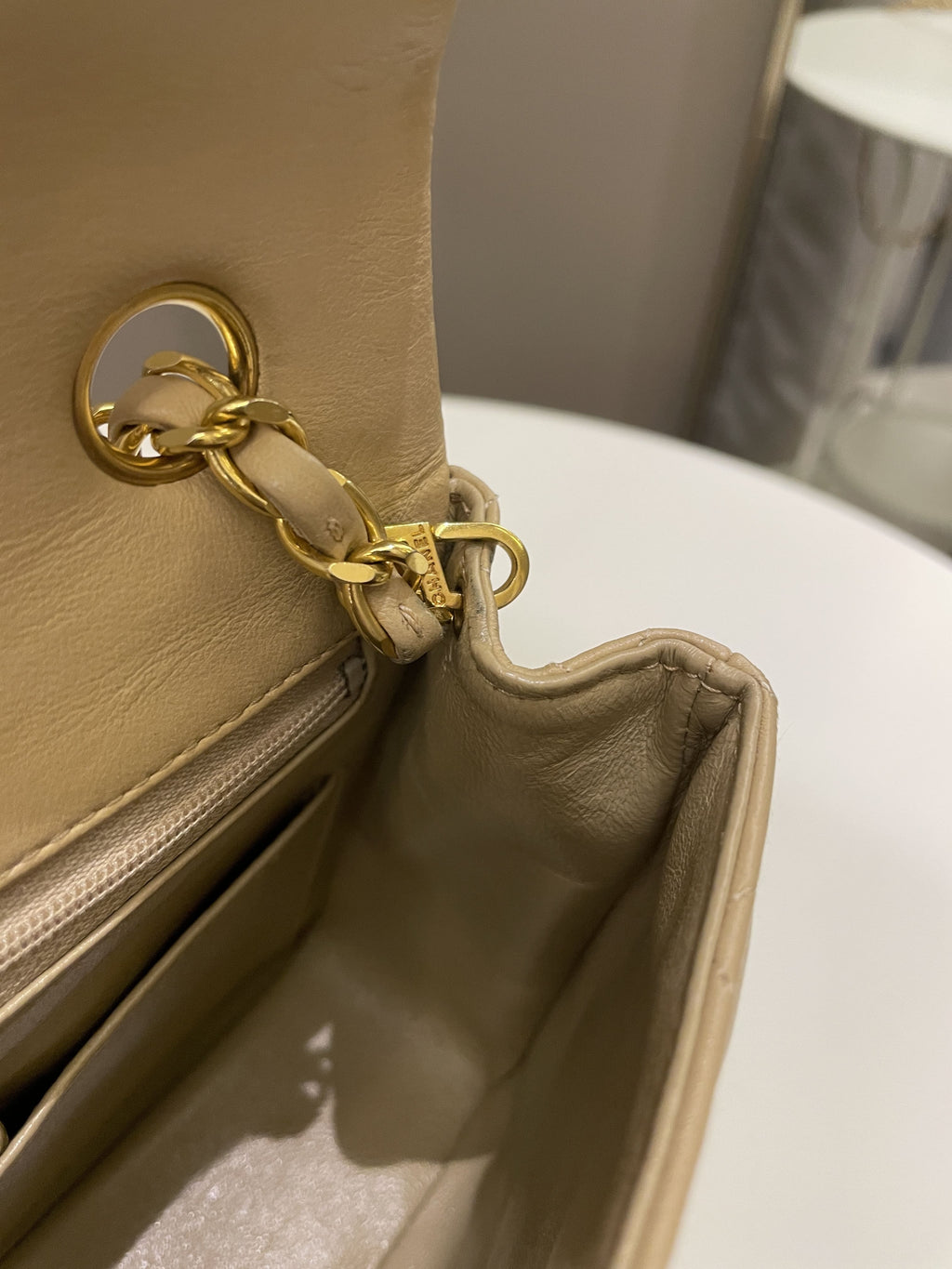 Chanel Vintage Quilted Flap Beige Lambskin