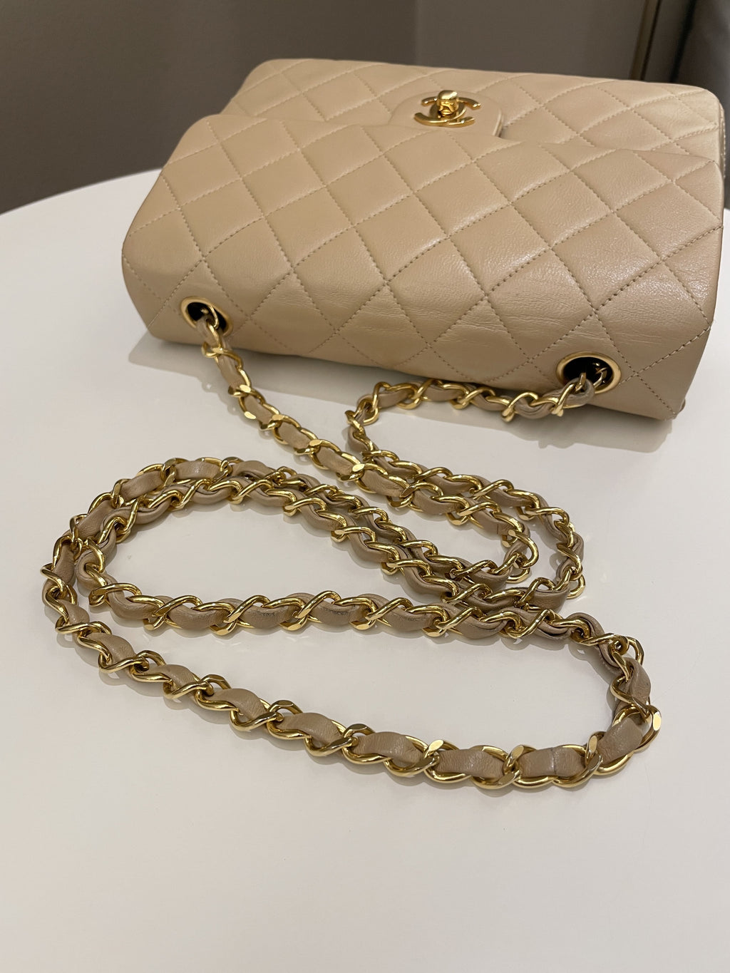 Chanel Vintage Quilted Flap Beige Lambskin