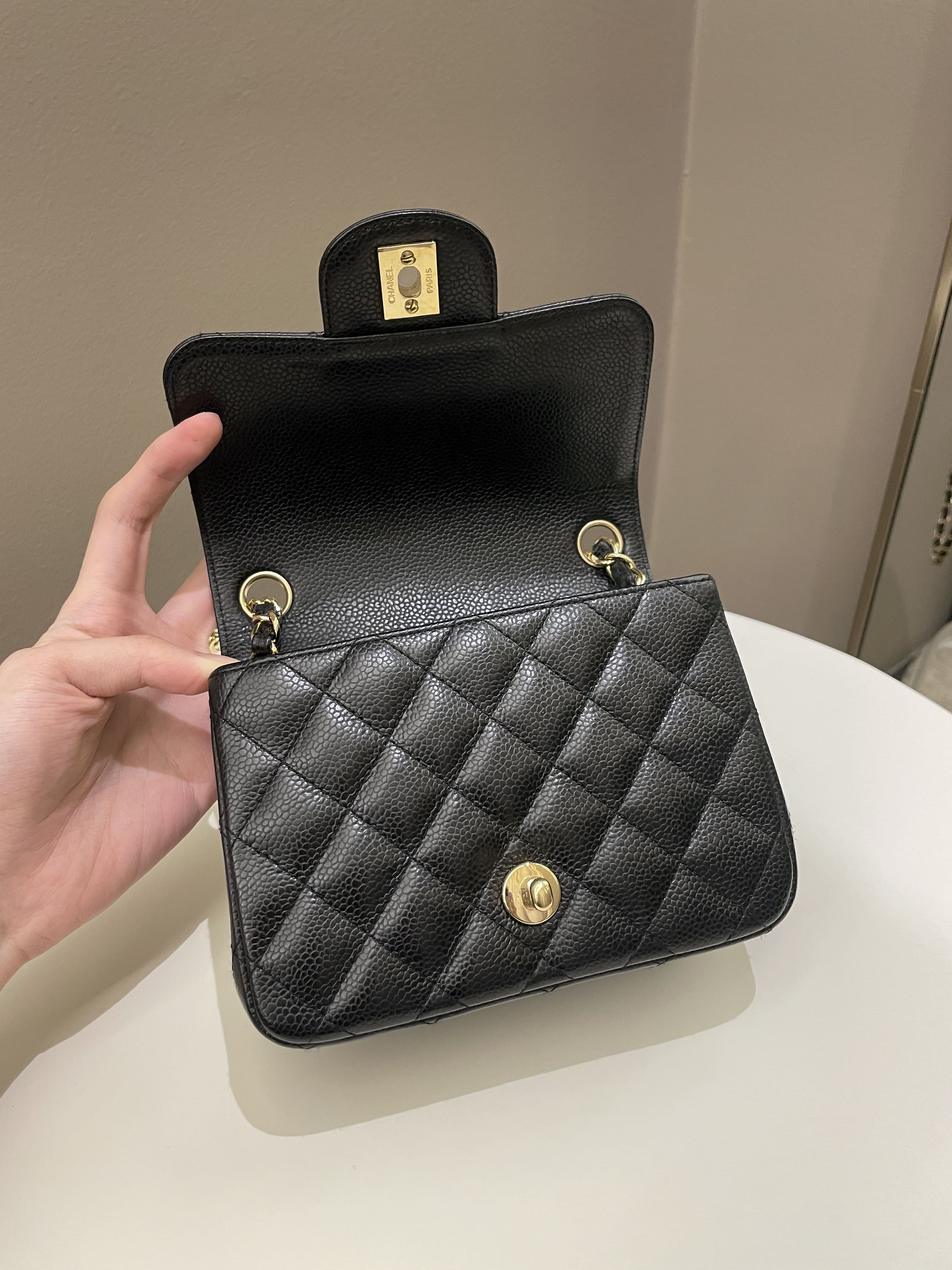 Chanel Classic Quilted Mini Square Black Caviar