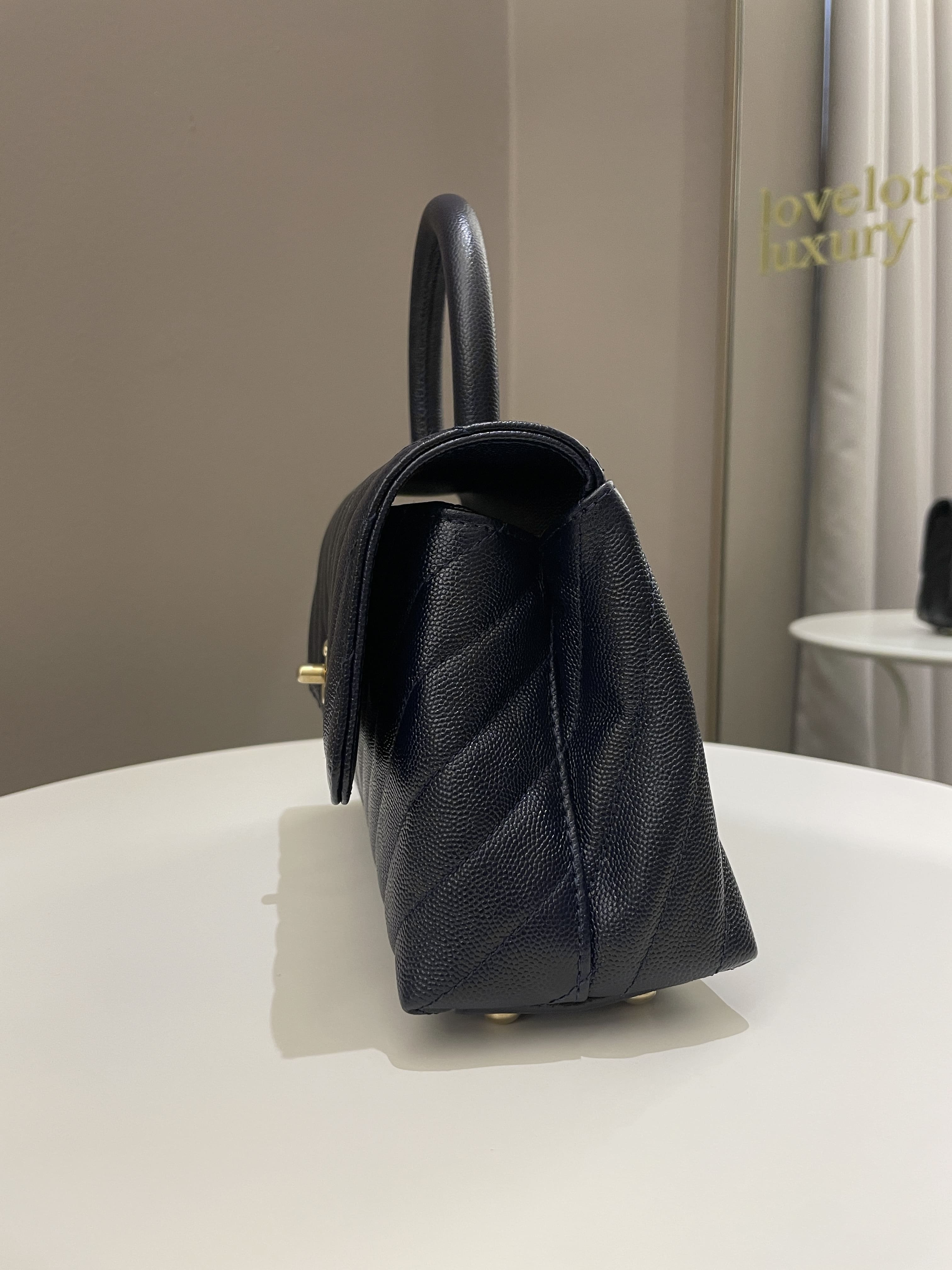 Chanel Chevron Coco Handle Midnight Blue Caviar