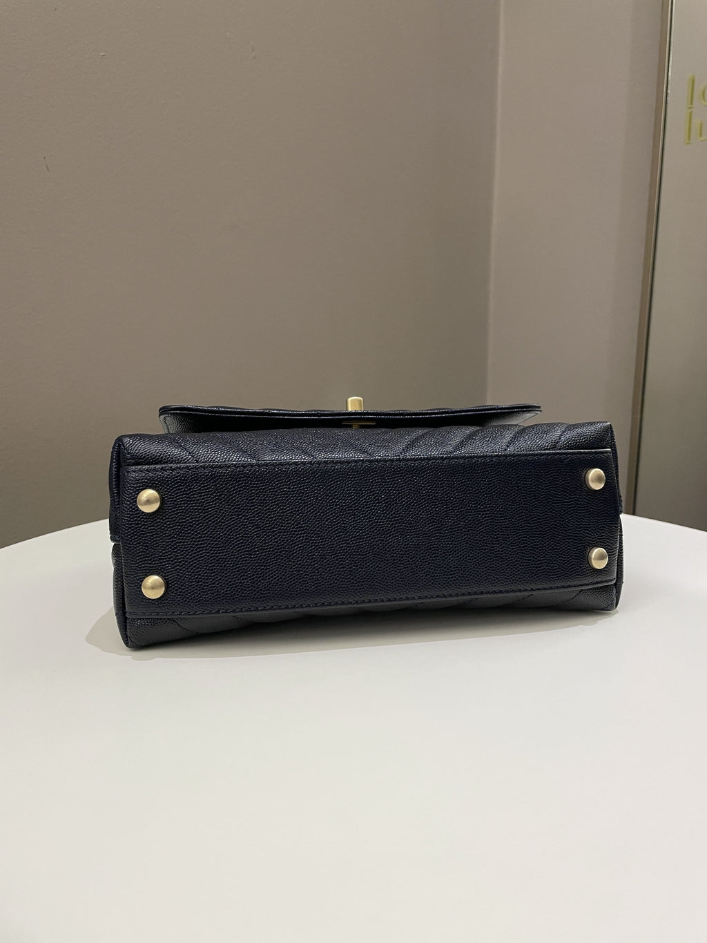 Chanel Chevron Coco Handle Midnight Blue Caviar