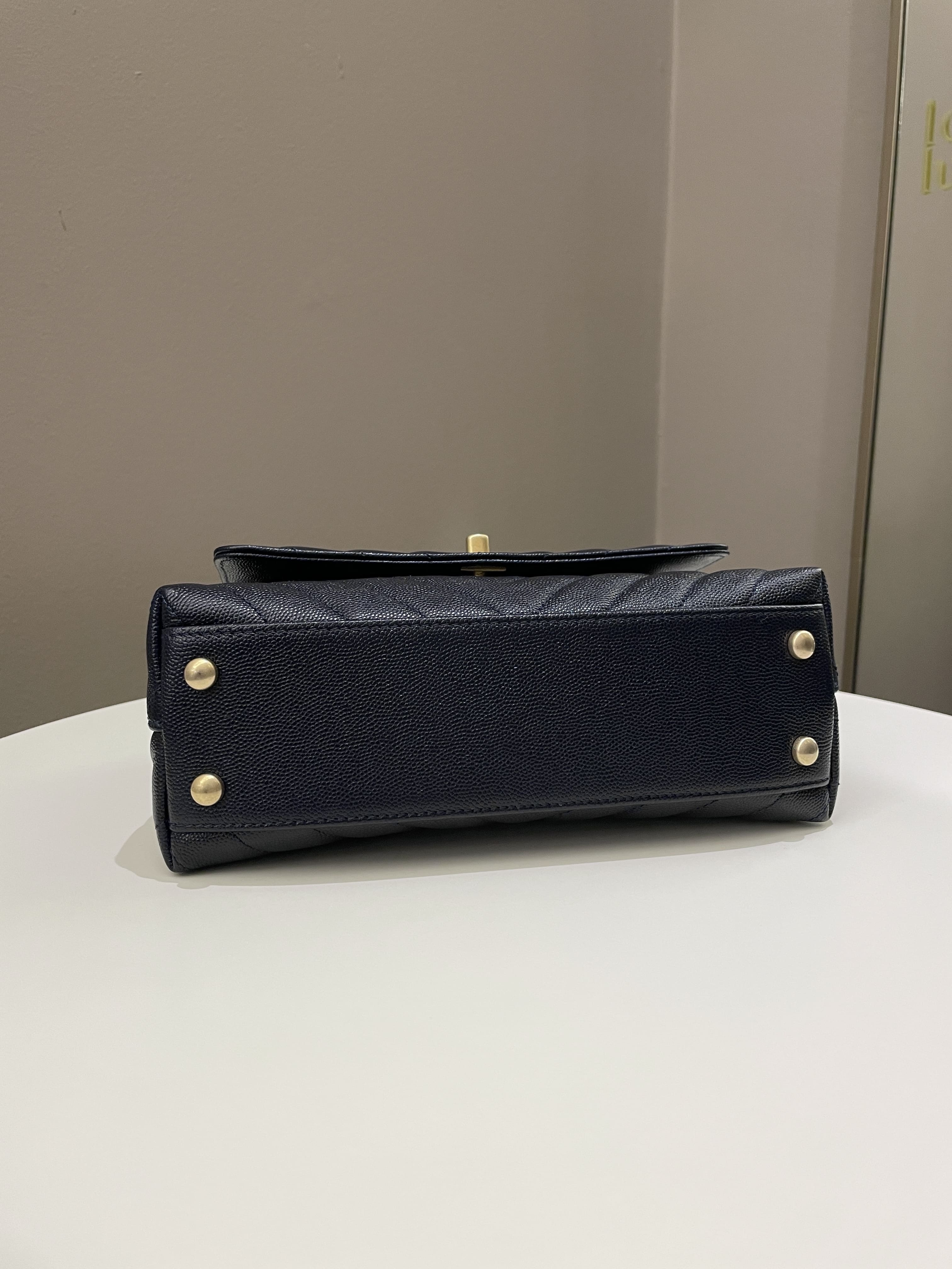 Chanel Chevron Coco Handle Midnight Blue Caviar