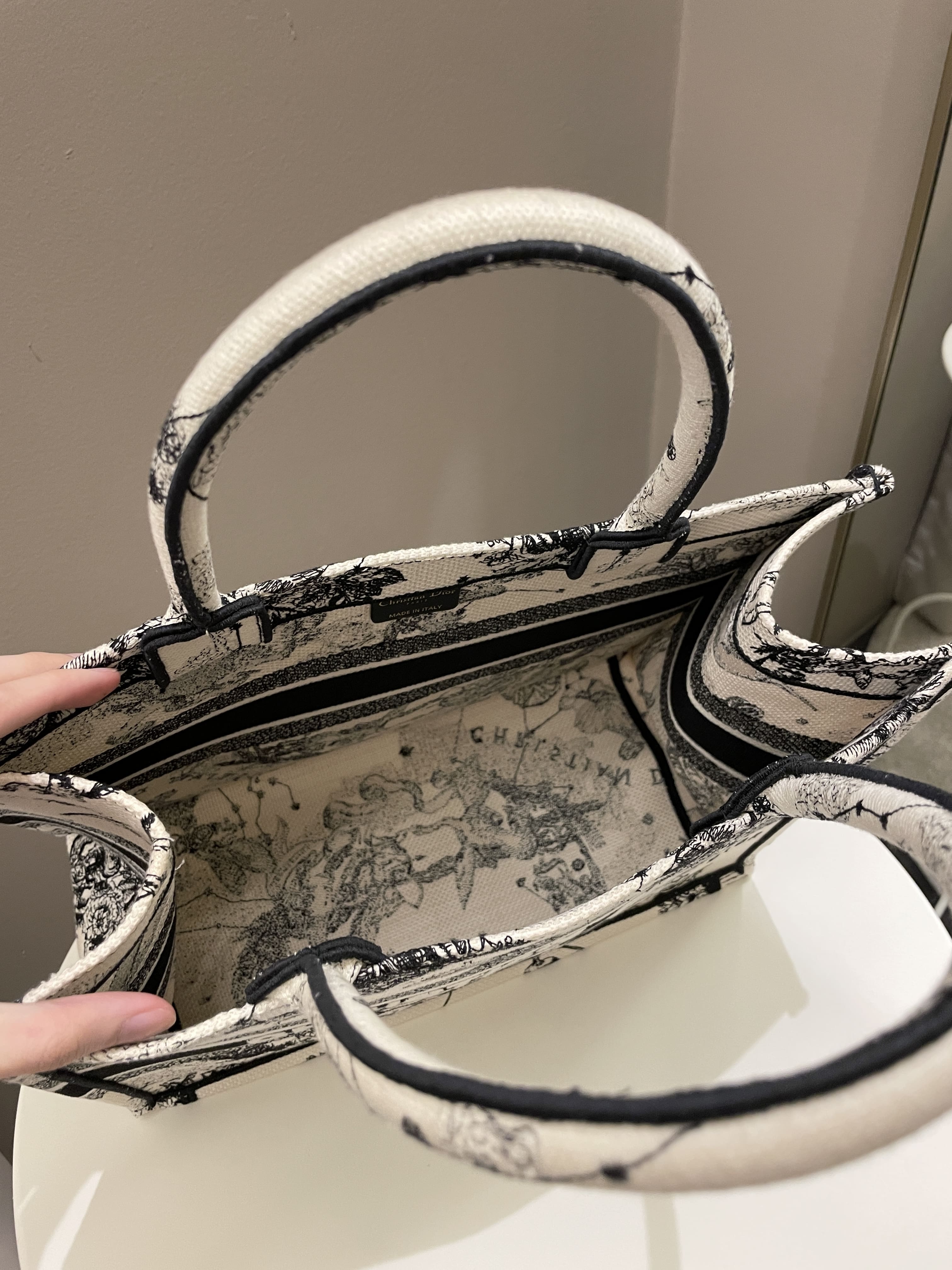Dior Toile De Jouy Zodiac Book Tote Black/ White Embroidery