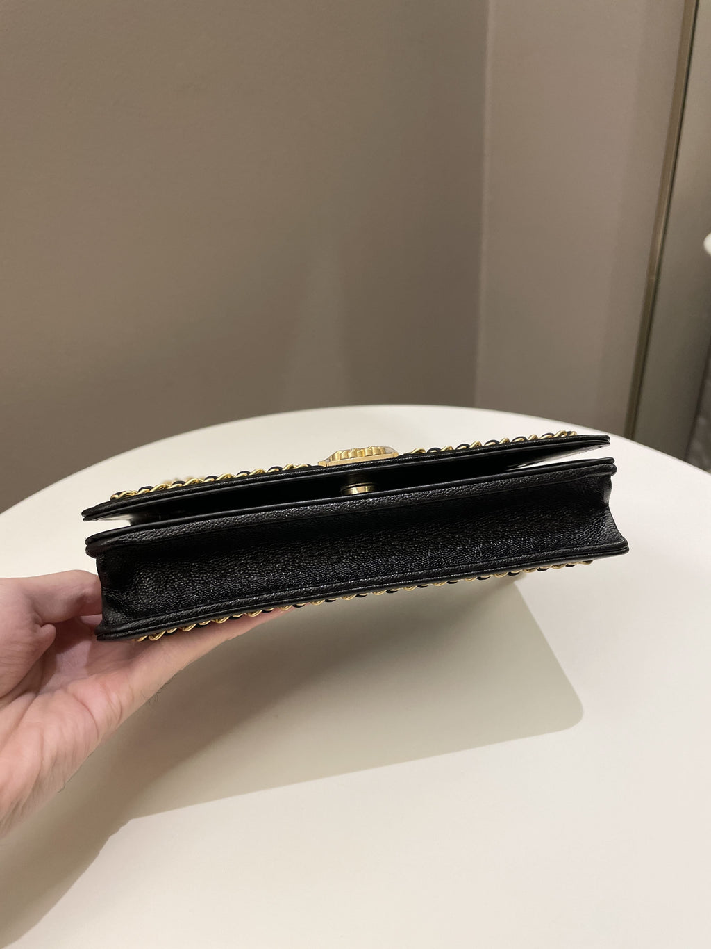 Chanel Quilted Boy Chain Around Wallet On Chain Black Caviar