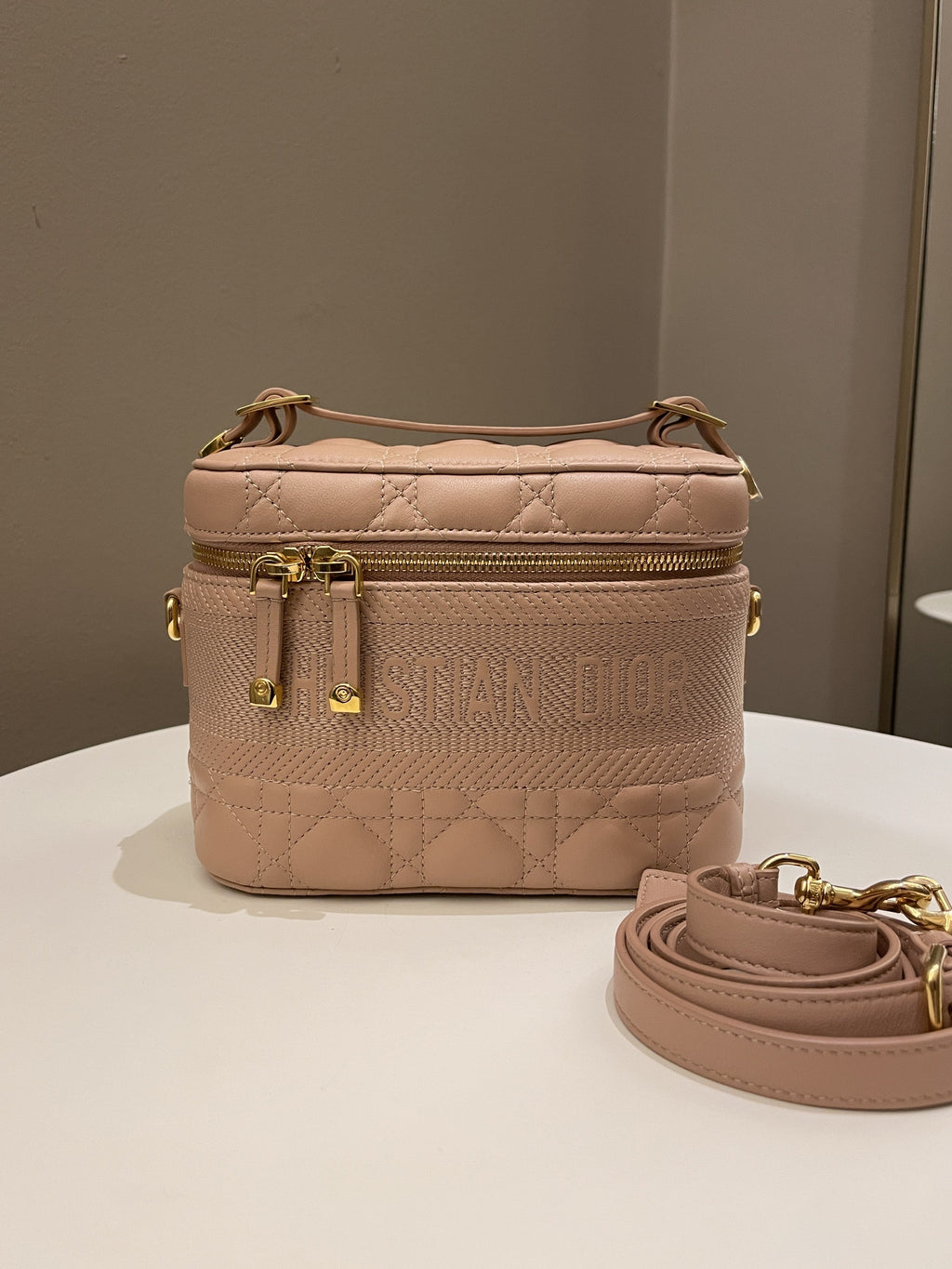 Dior Lady Dior Cannage Travel Vanity Rose Nude