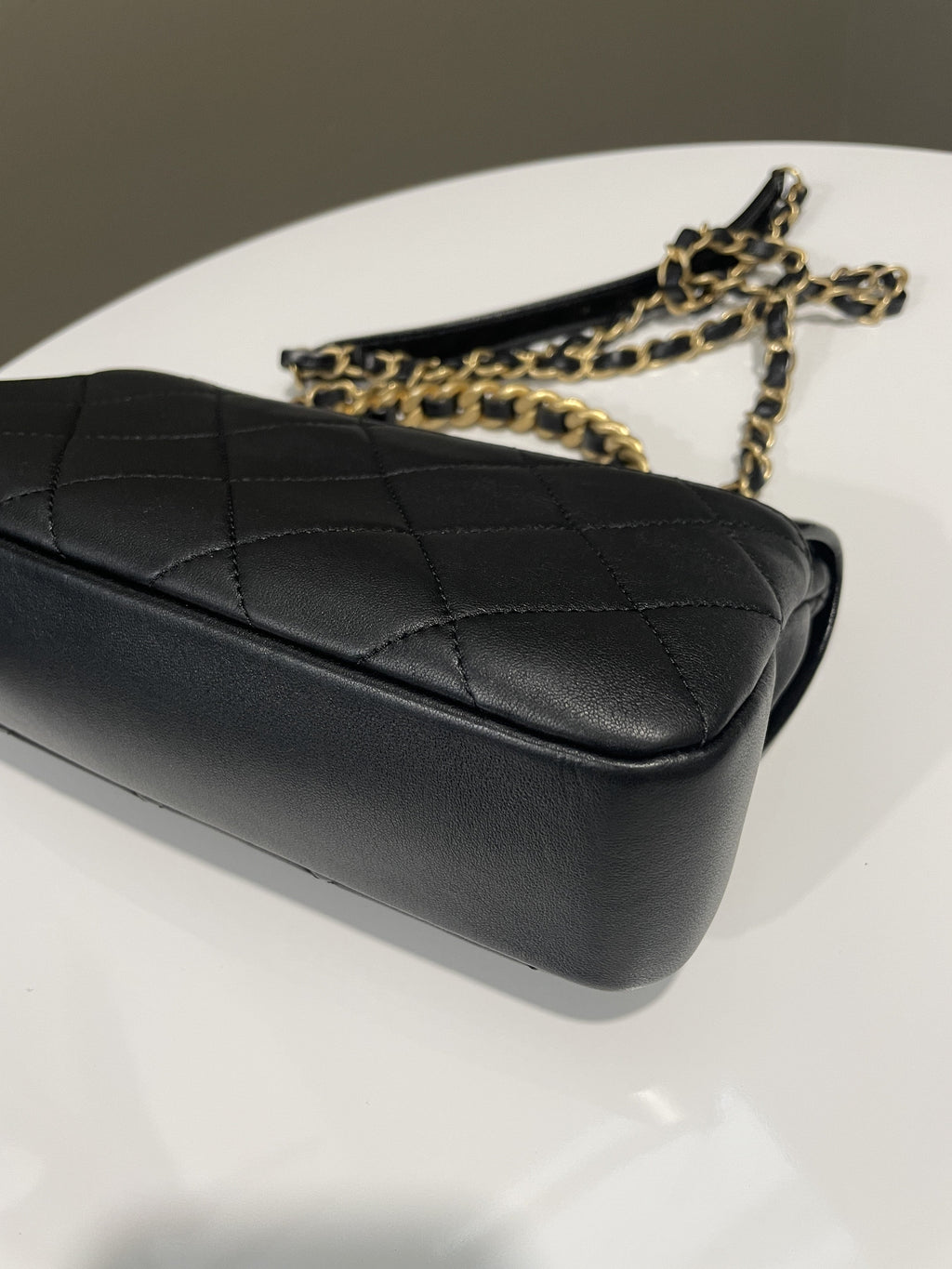 Chanel Quilted Chain Top Handle Flap Black Calfskin