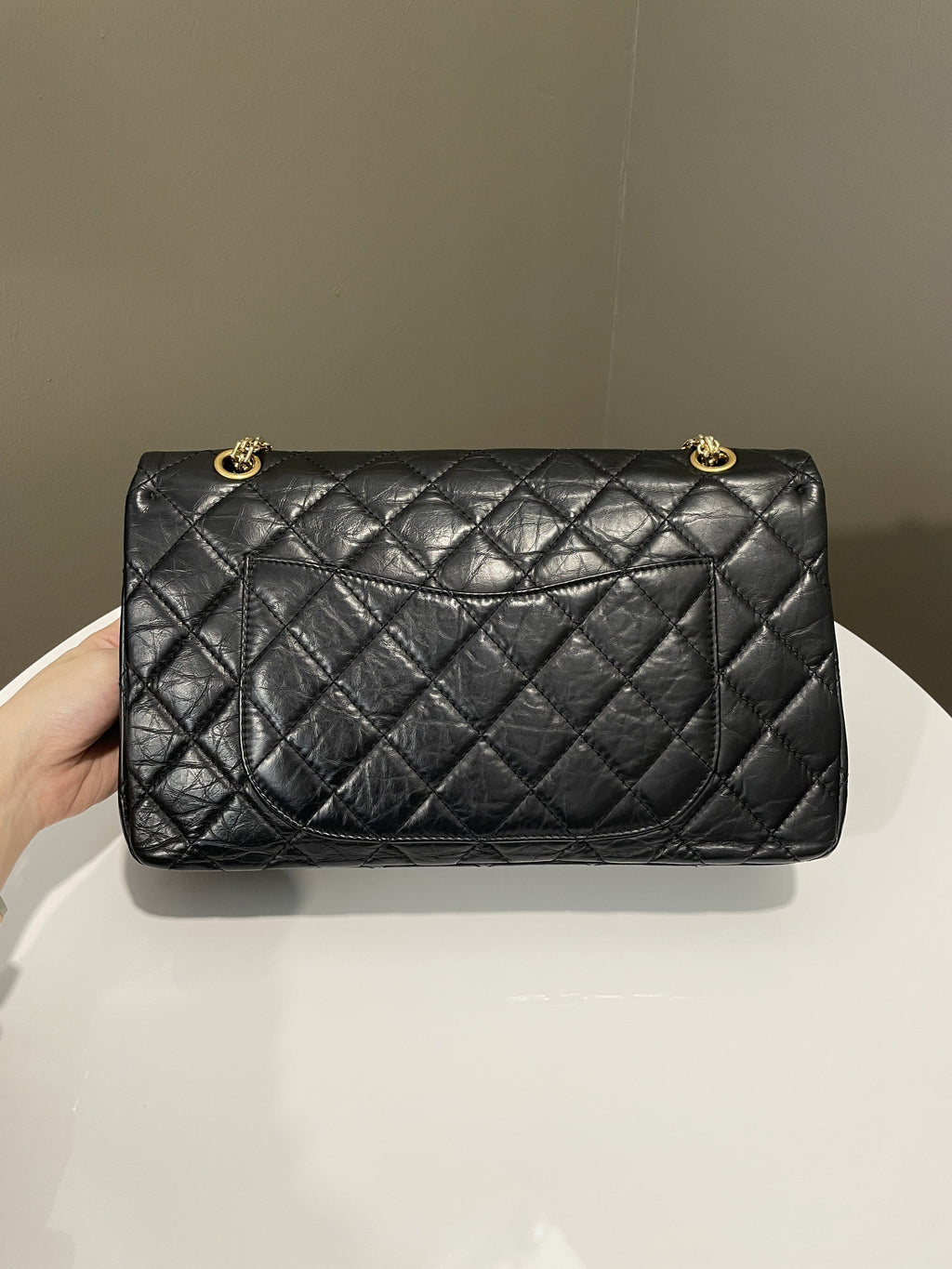 Chanel 2.55 227 Quilted Reissue Double Flap Black Aged Calfskin