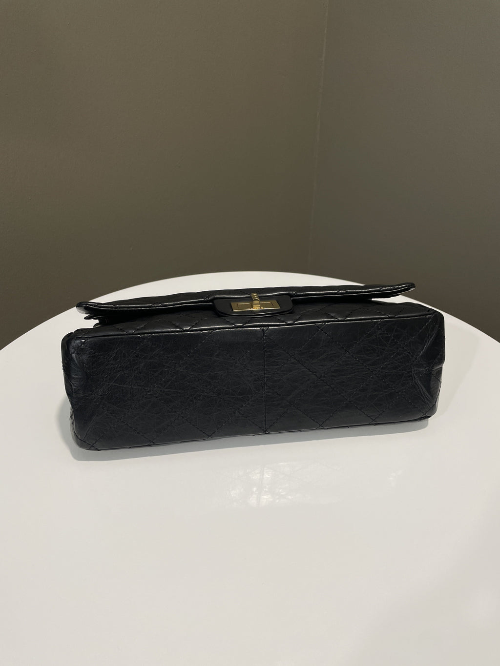 Chanel 2.55 227 Quilted Reissue Double Flap Black Aged Calfskin