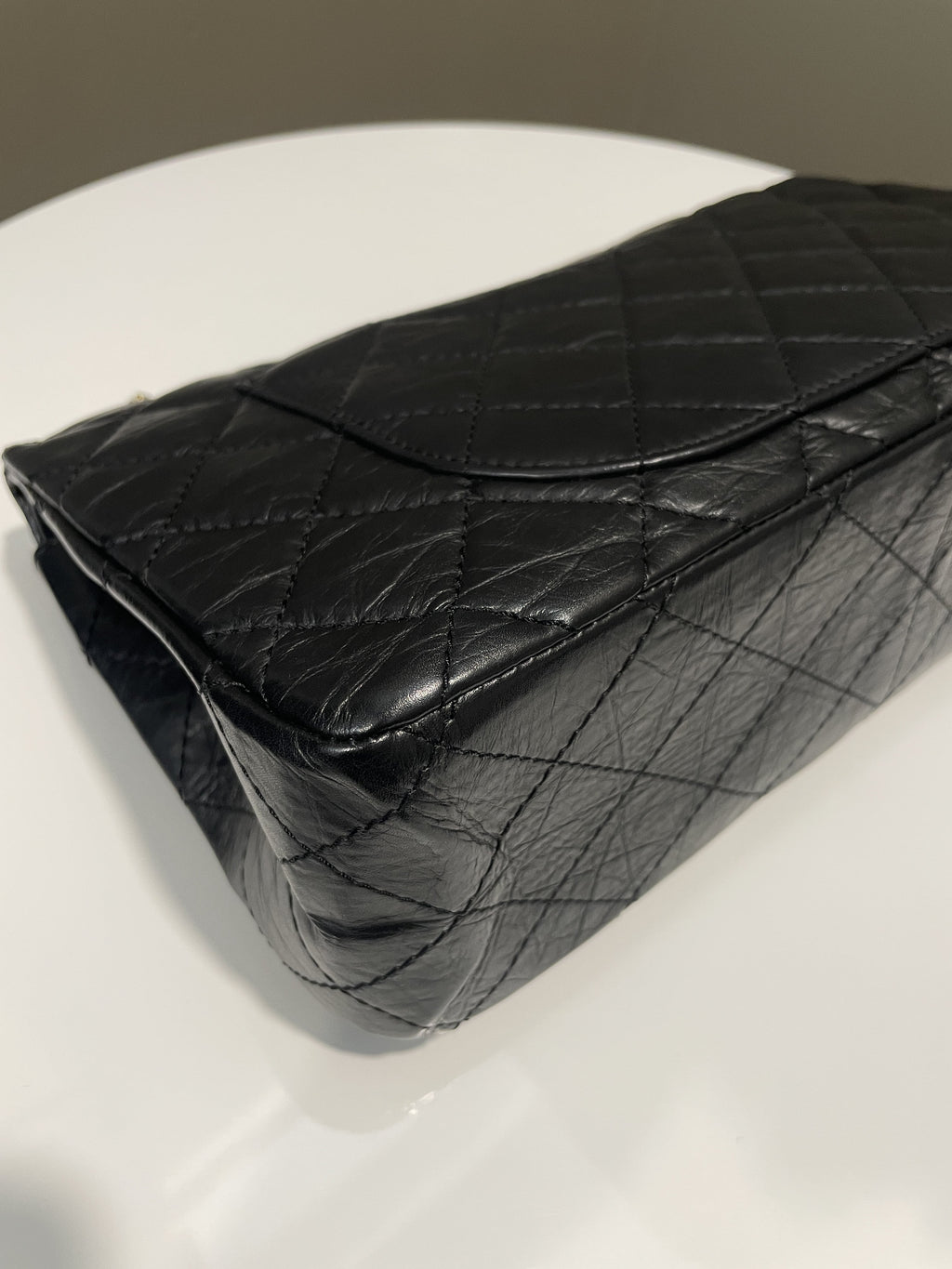 Chanel 2.55 227 Quilted Reissue Double Flap Black Aged Calfskin