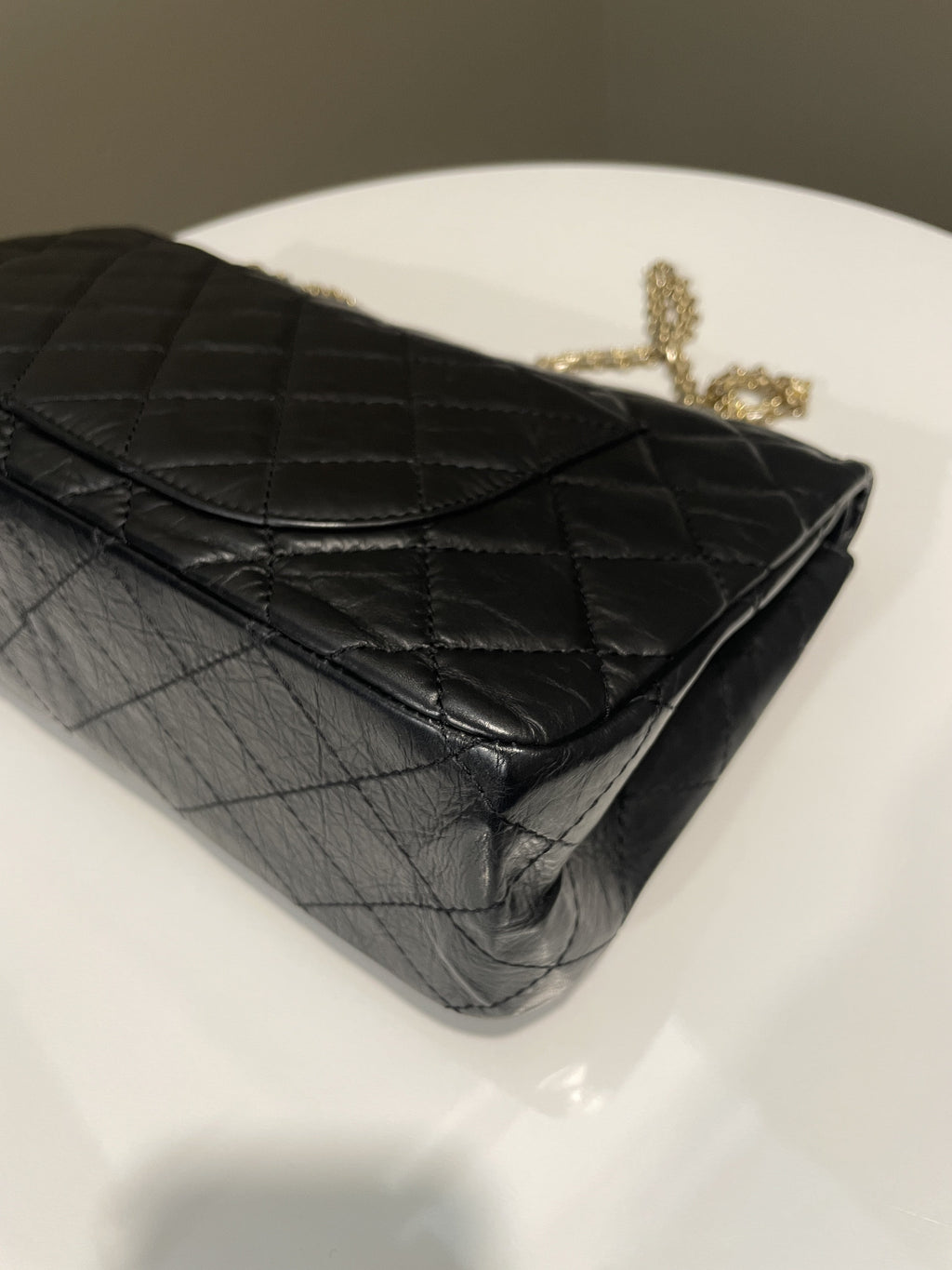 Chanel 2.55 227 Quilted Reissue Double Flap Black Aged Calfskin