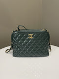 Chanel Bowling Vanity Handle Bag Forest Green Calfskin