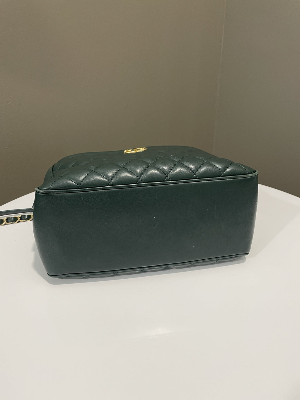 Chanel Bowling Vanity Handle Bag Forest Green Calfskin