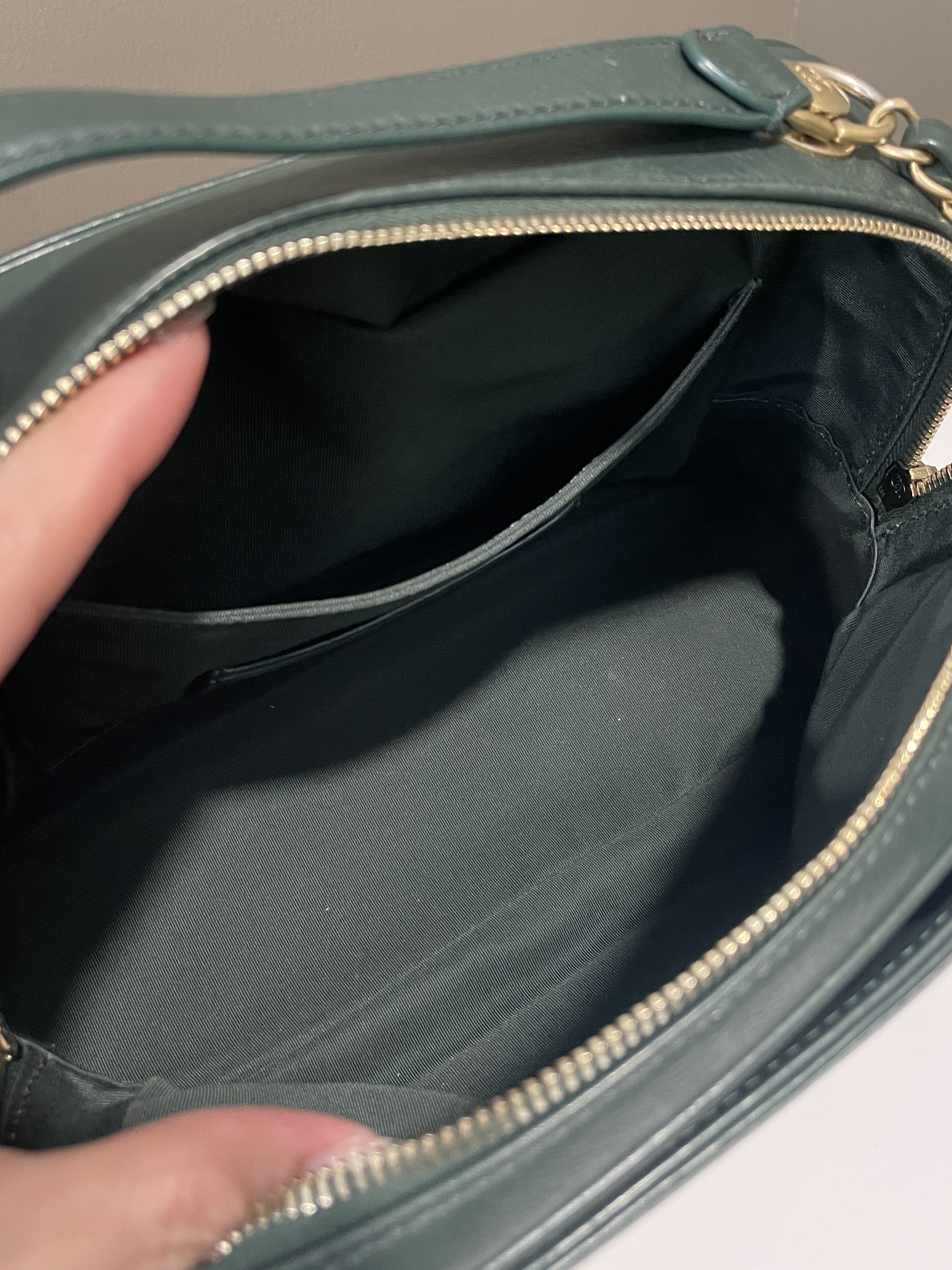 Chanel Bowling Vanity Handle Bag Forest Green Calfskin