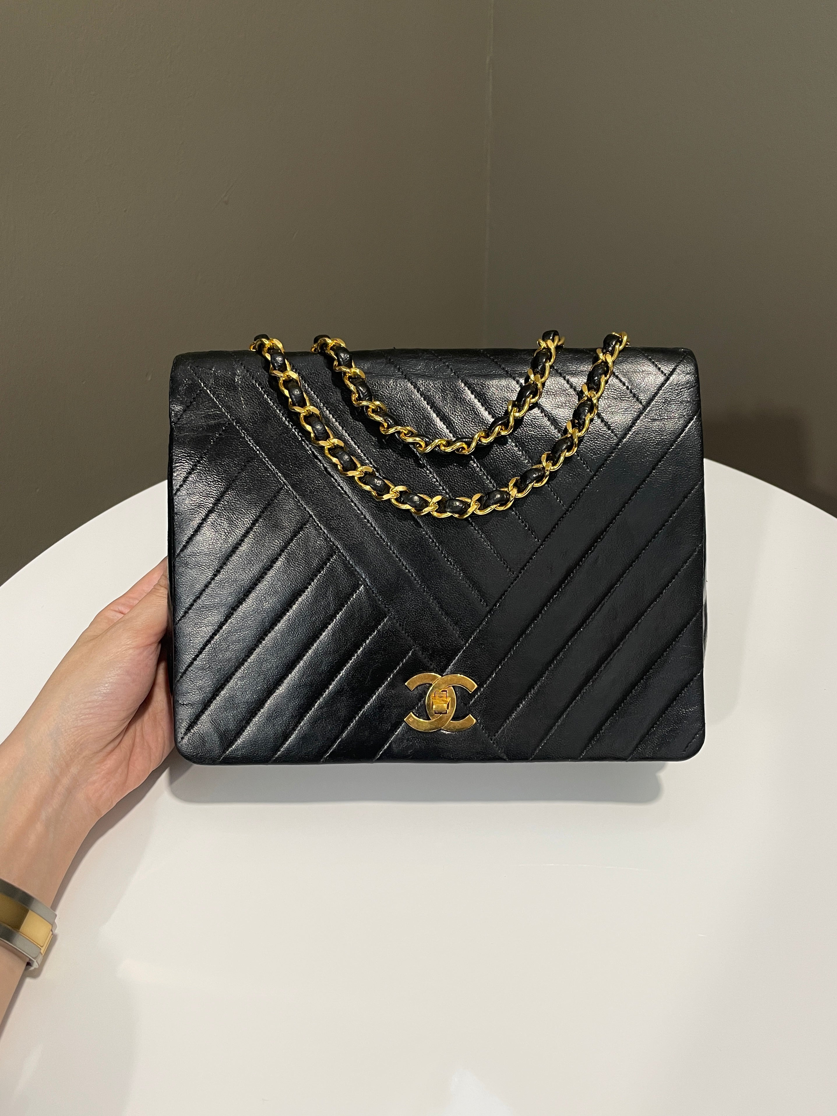 Chanel Vintage Cc Flap Black Black Lambskin