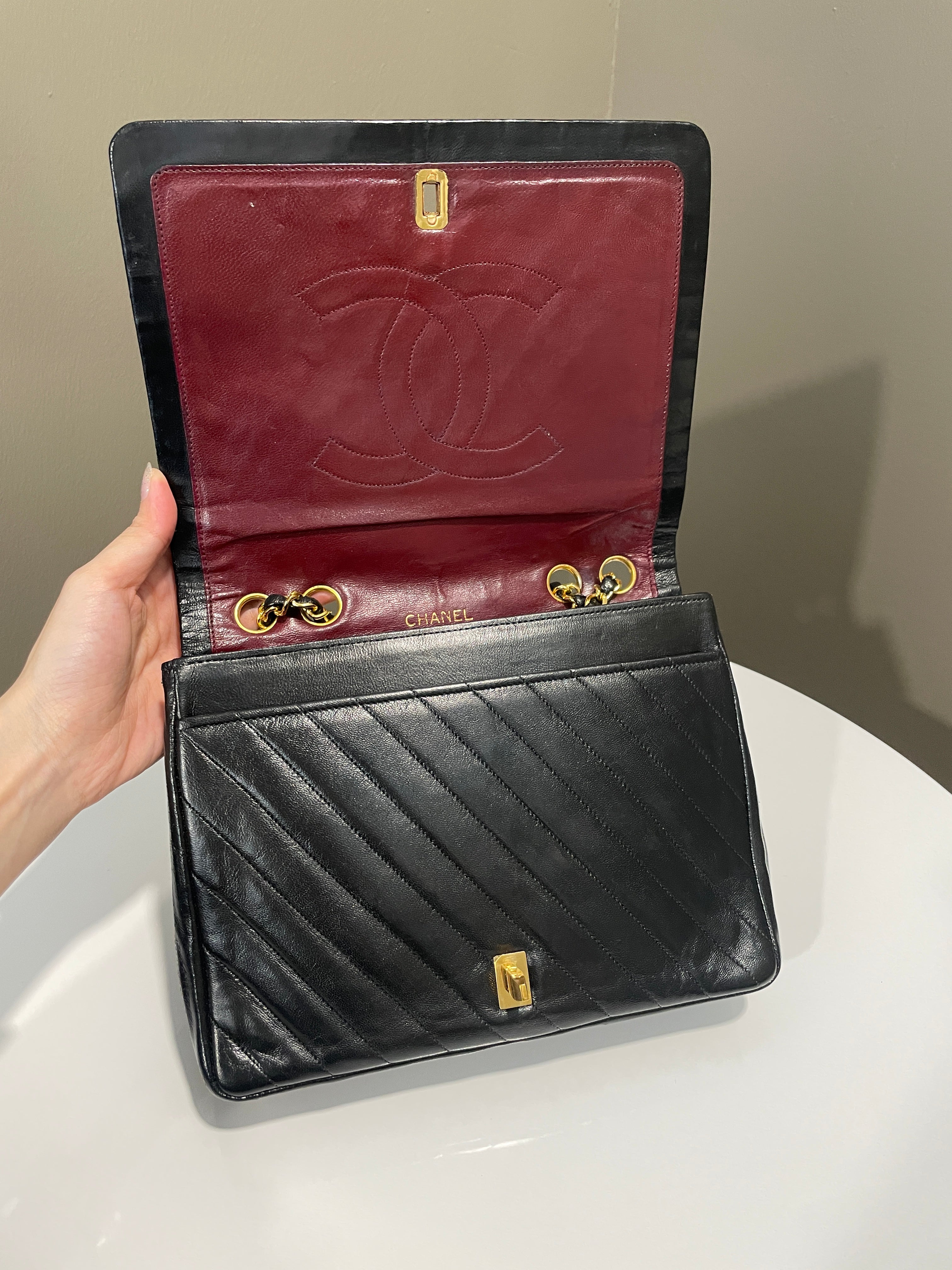 Chanel Vintage Cc Flap Black Black Lambskin