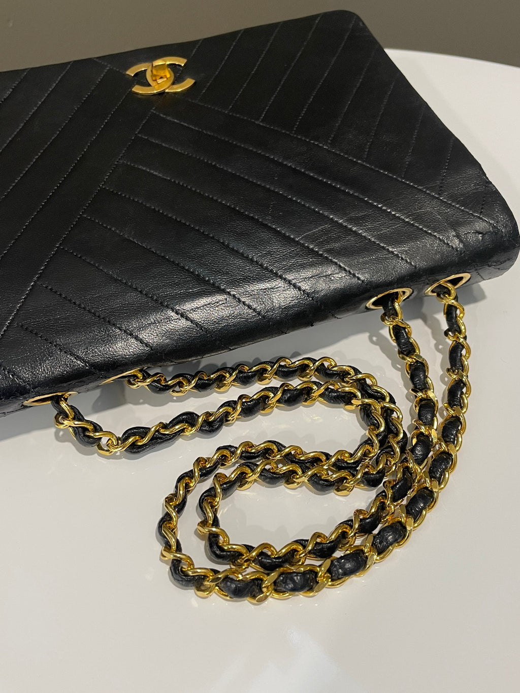 Chanel Vintage Cc Flap Black Black Lambskin