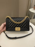 Chanel Quilted Boy Old Medium Black Caviar
