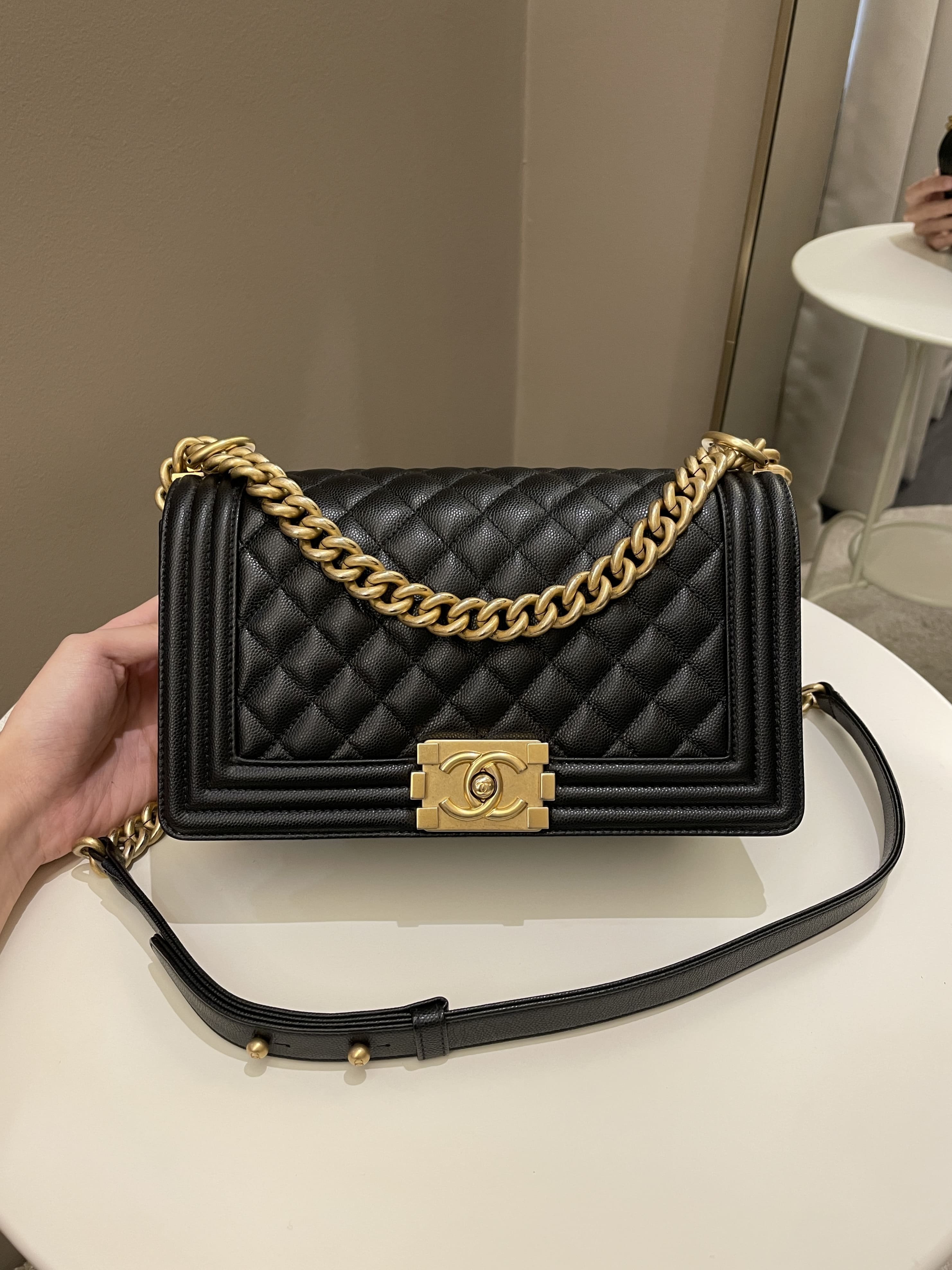 Chanel Quilted Boy Old Medium Black Caviar