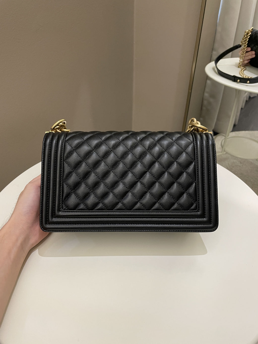 Chanel Quilted Boy Old Medium Black Caviar